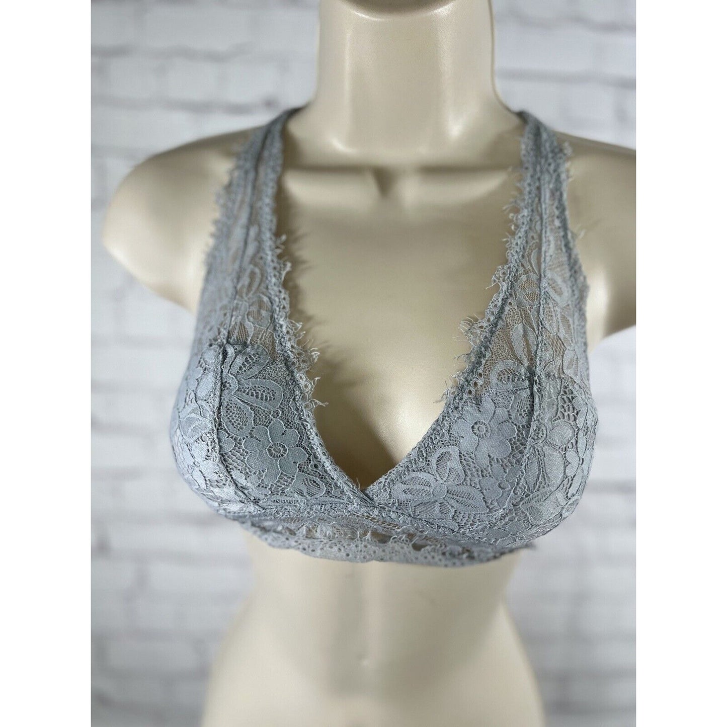 Aerie Lace Gray Crisscross Strappy Back Removable Padding Bralette Bra Womens XS