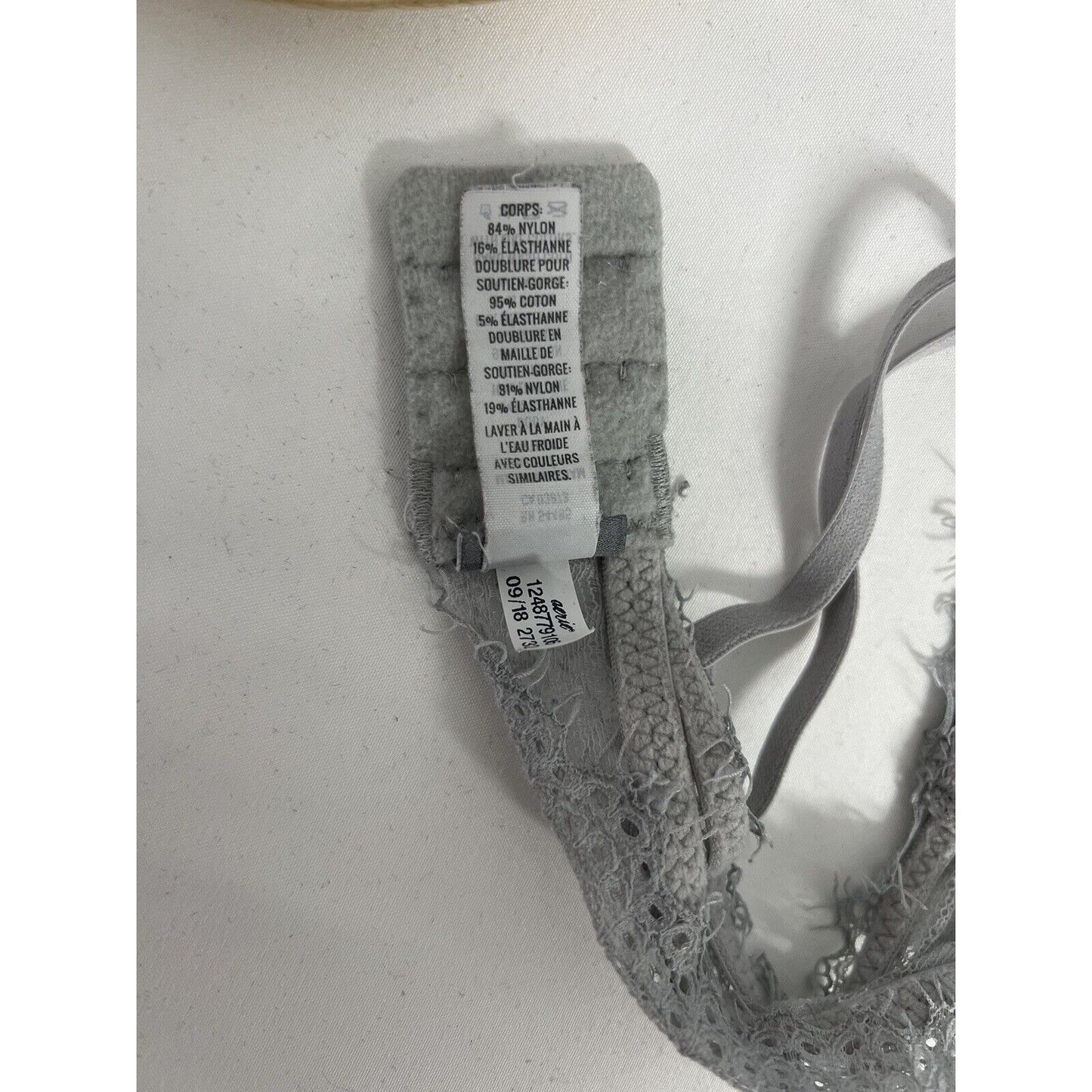 Aerie Lace Gray Crisscross Strappy Back Removable Padding Bralette Bra Womens XS