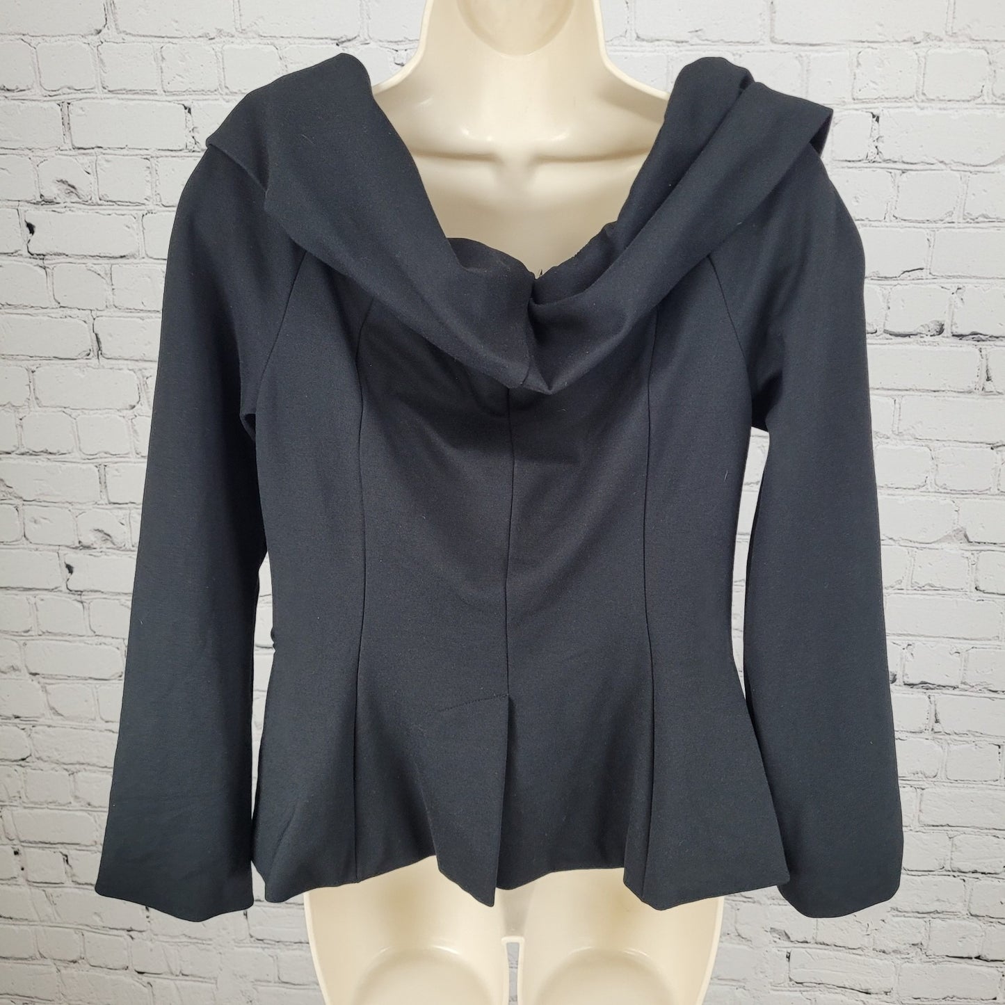 Maeve Anthropologie Black Stretch Buttoned Off Shoulder Blazer Jacket Size 10