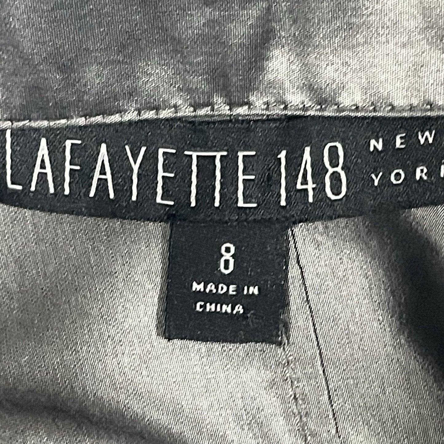 Lafayette 148 Grey Metallic 100% Silk Button Embellished Collar Shirt 8 *tear