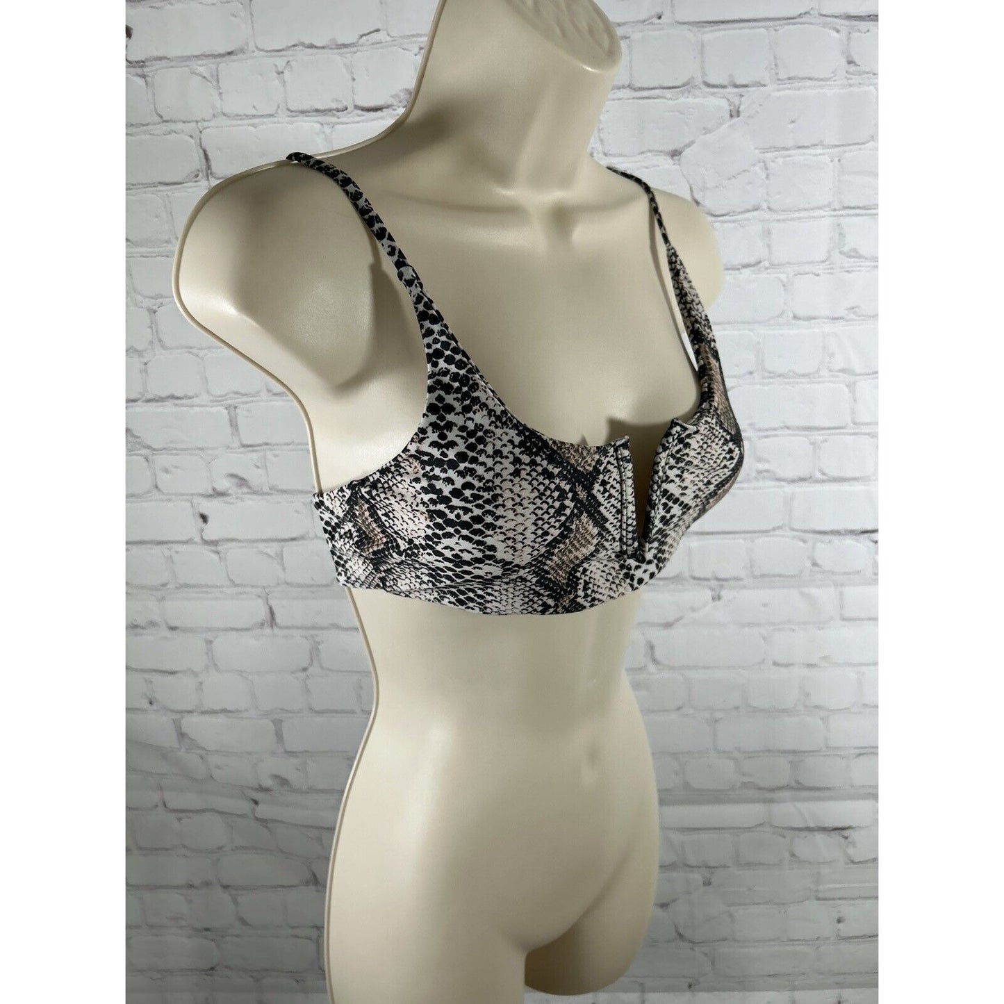 NWT Zaful Forever Young Snake Print Deep V Strappy Back Bikini Bandeau Top 4