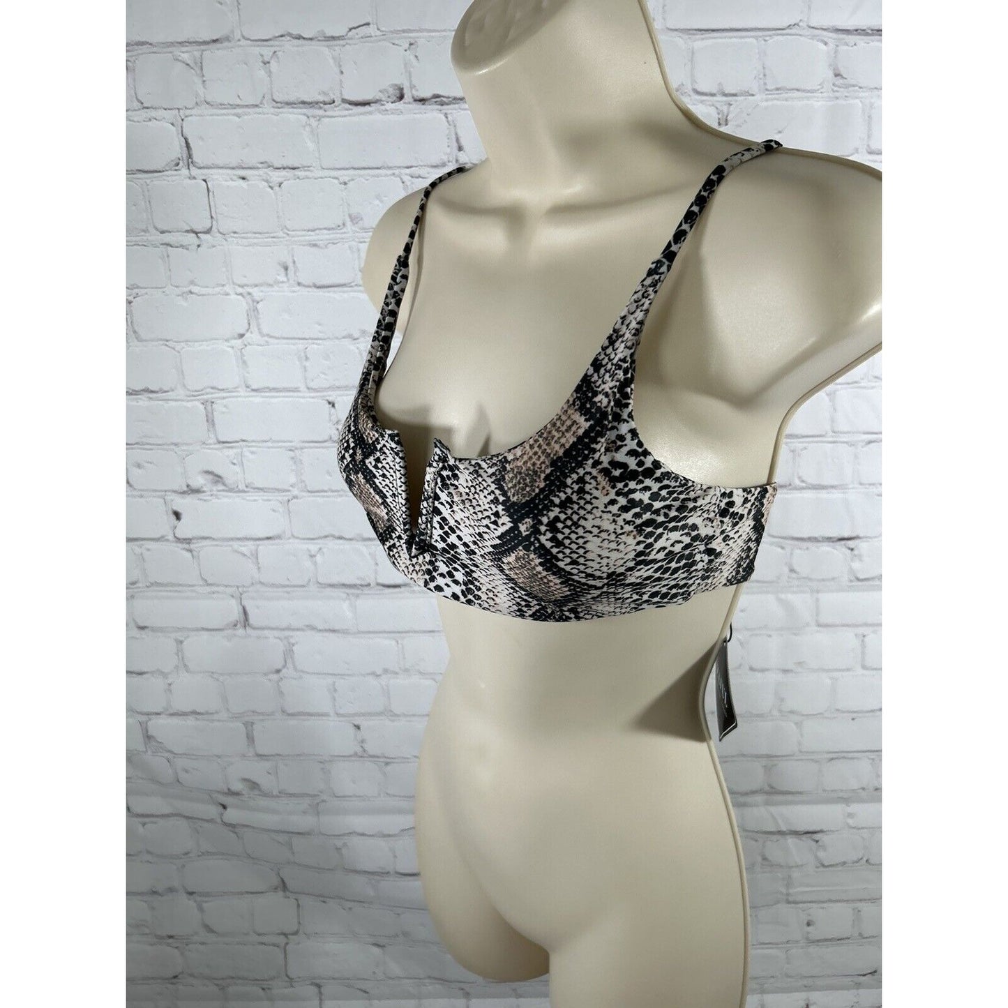 NWT Zaful Forever Young Snake Print Deep V Strappy Back Bikini Bandeau Top 4