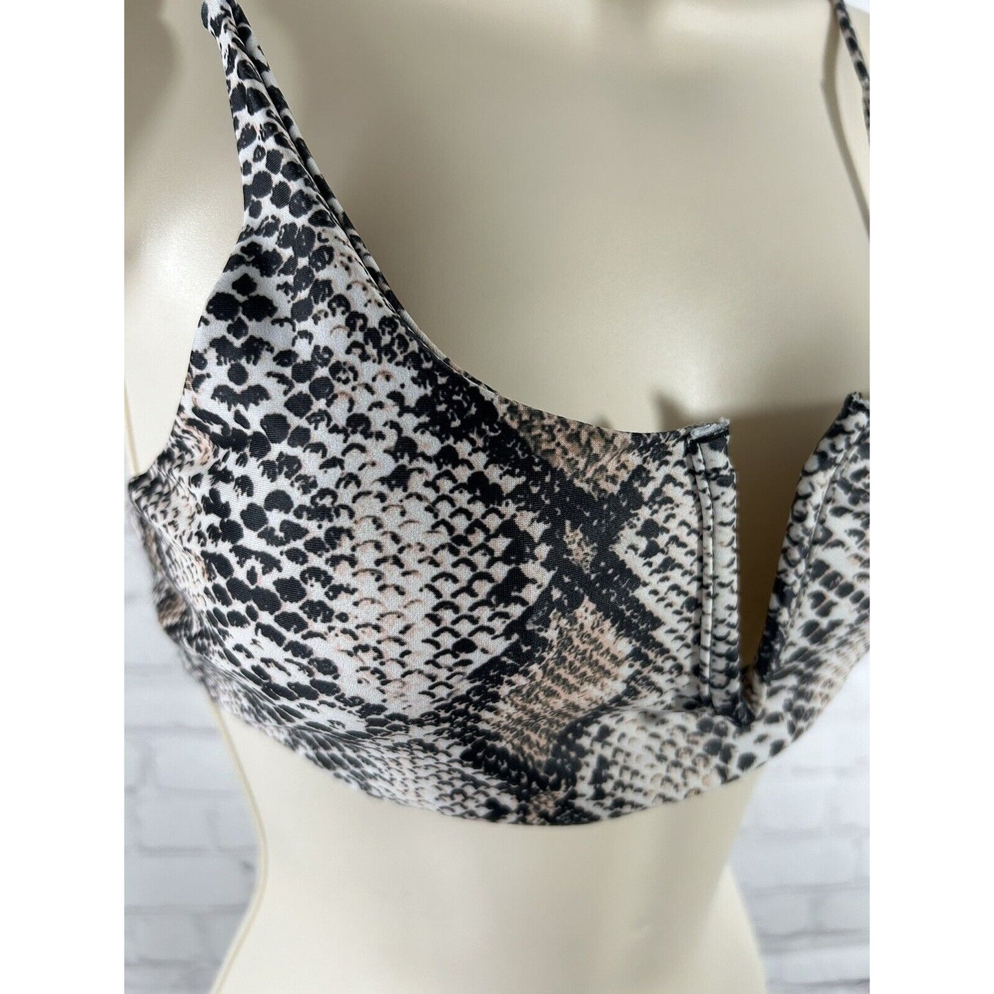 NWT Zaful Forever Young Snake Print Deep V Strappy Back Bikini Bandeau Top 4