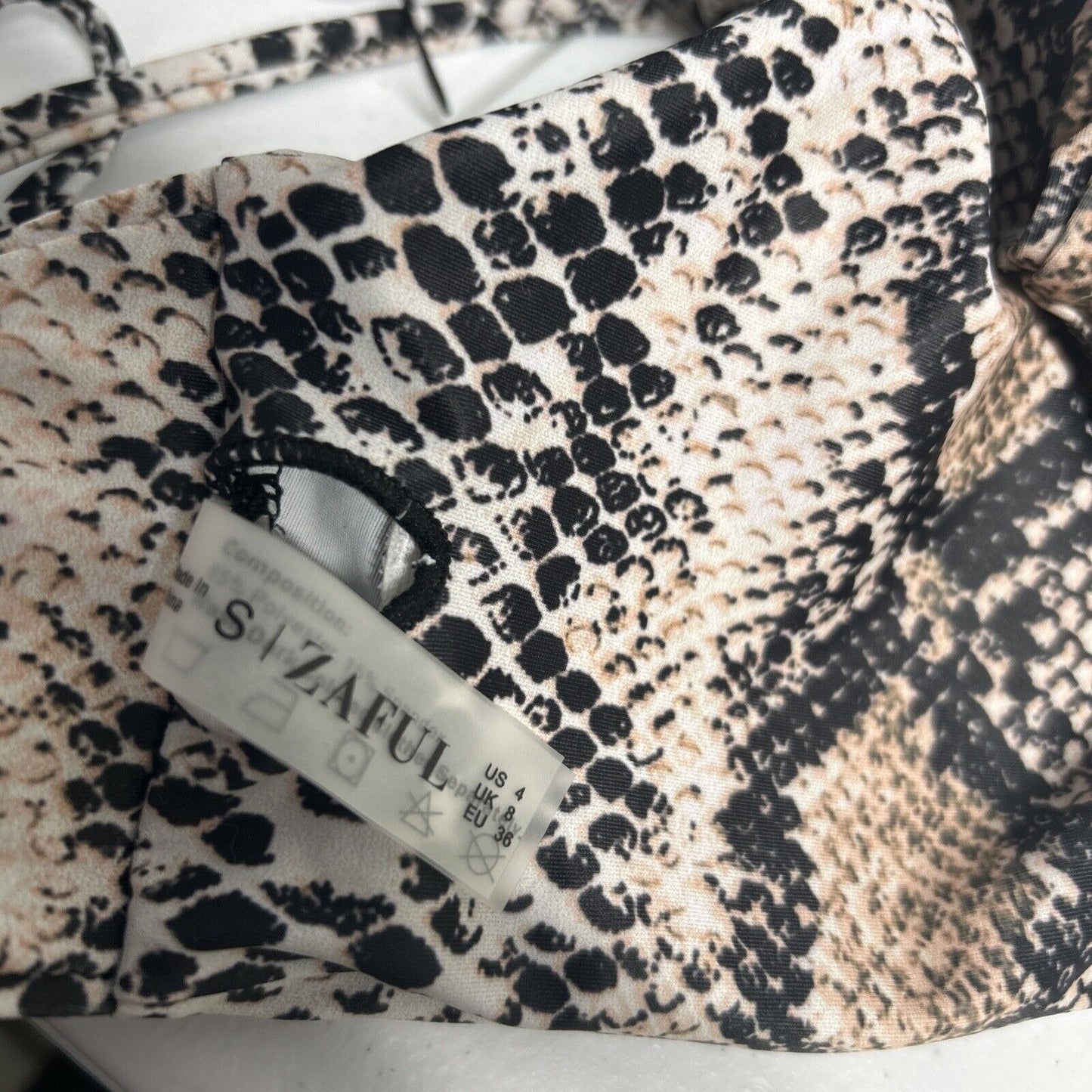 NWT Zaful Forever Young Snake Print Deep V Strappy Back Bikini Bandeau Top 4