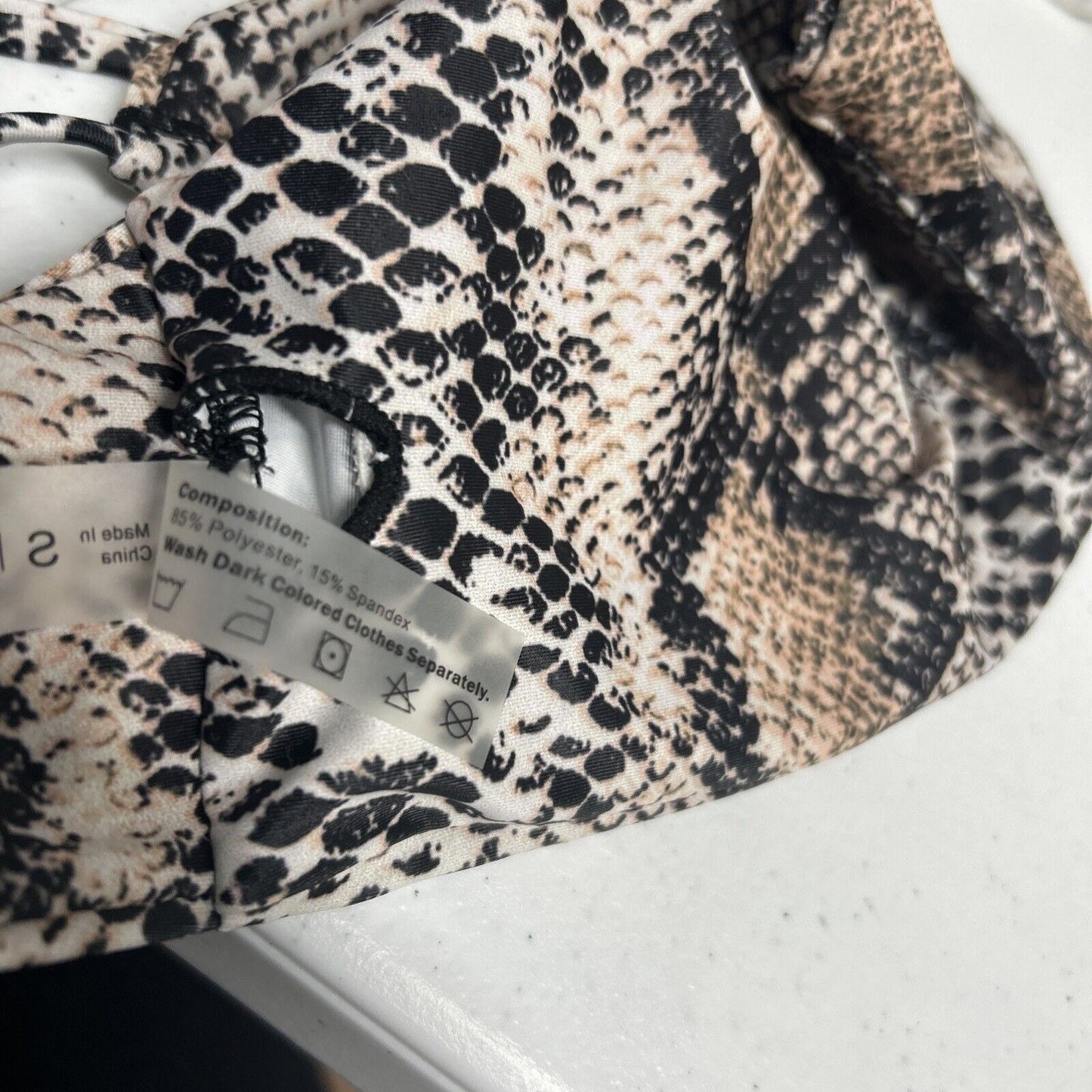 NWT Zaful Forever Young Snake Print Deep V Strappy Back Bikini Bandeau Top 4