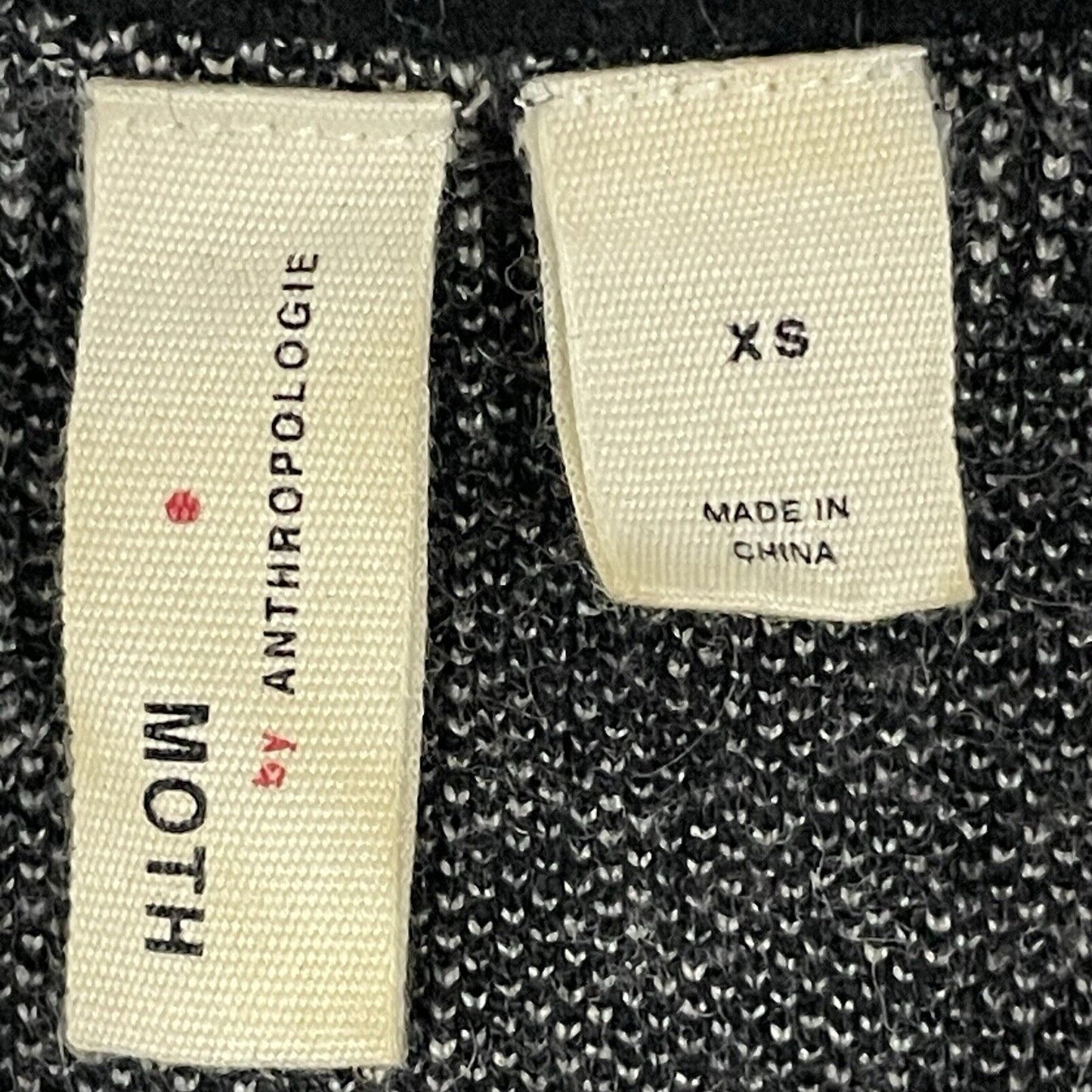 Moth Anthropologie Black Check Collar Snap Sweater Pockets Stretch Size XS