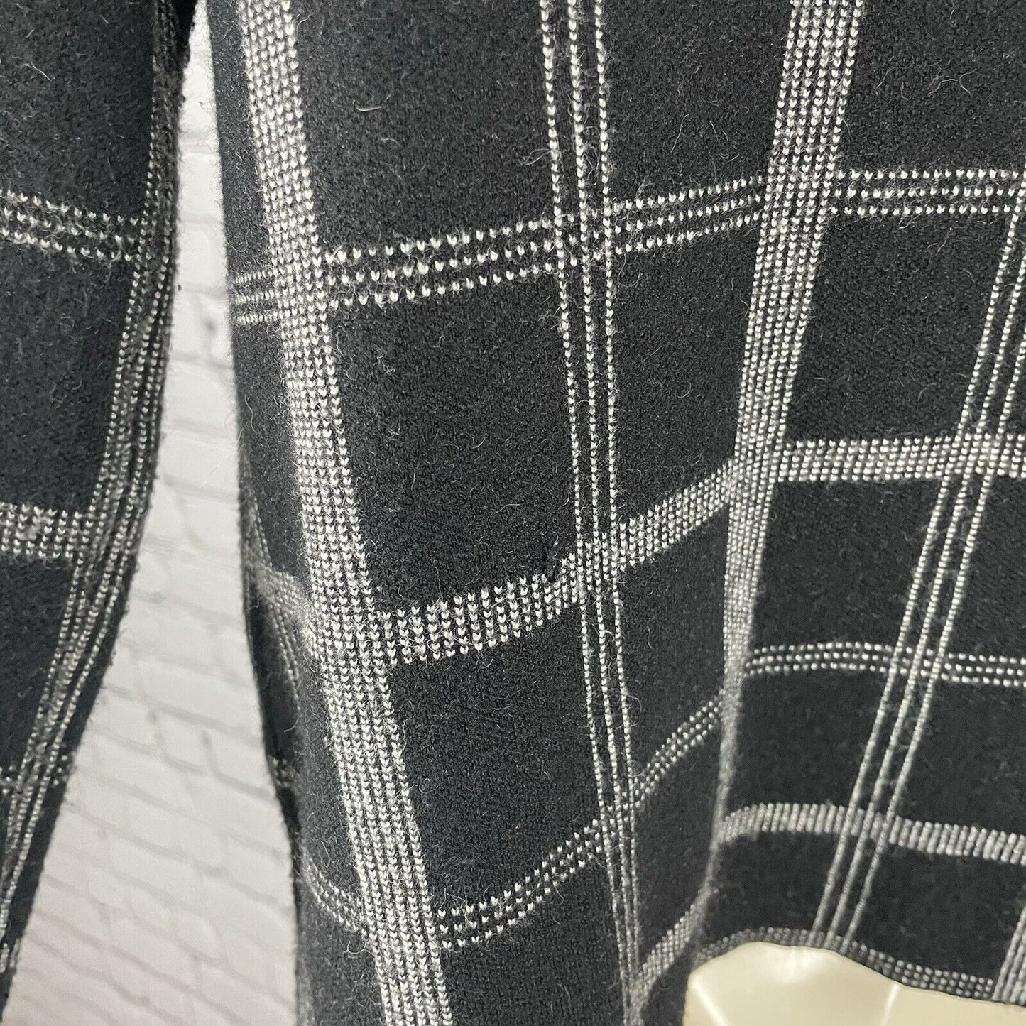 Moth Anthropologie Black Check Collar Snap Sweater Pockets Stretch Size XS