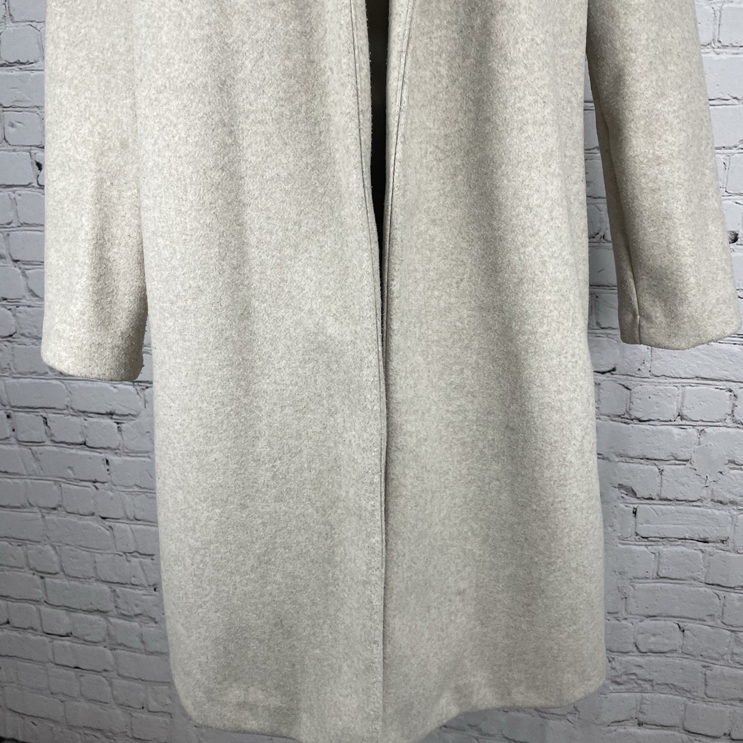 Zara Beige Open Classic Collared Long Jacket Pockets Sweater Cardigan Medium M