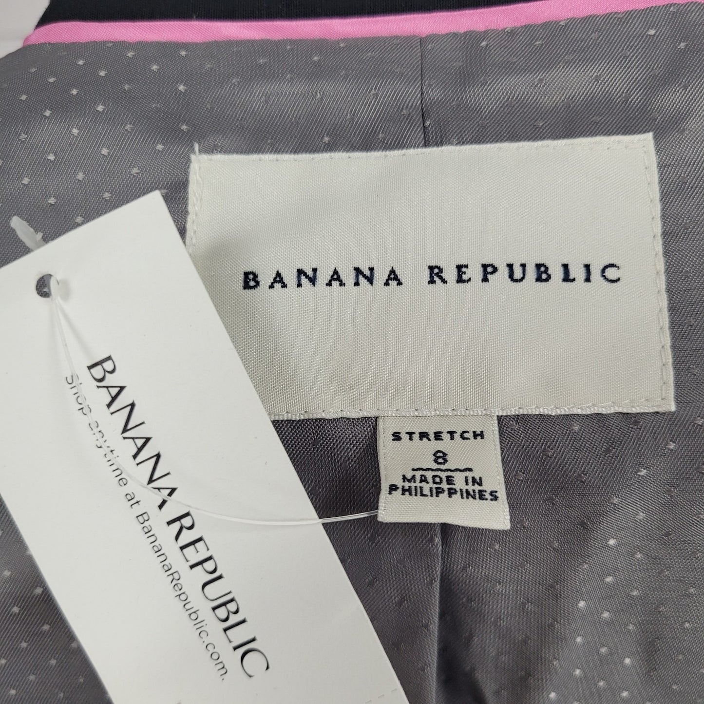 NWT Banana Republic Black Stretch 2 Button Vented Notch Blazer Jacket Size 8