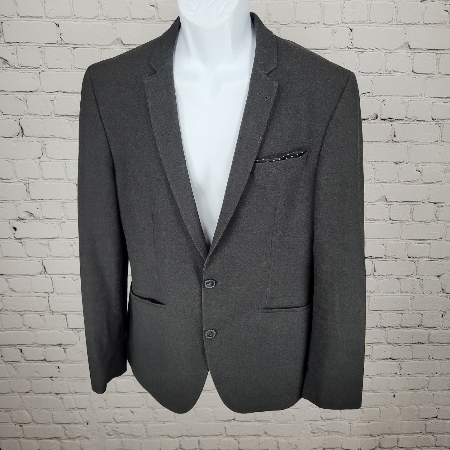 ASOS Grey Slim Fit 2 Button Vented Notch Stretch Blazer Sport Coat 42S *tear