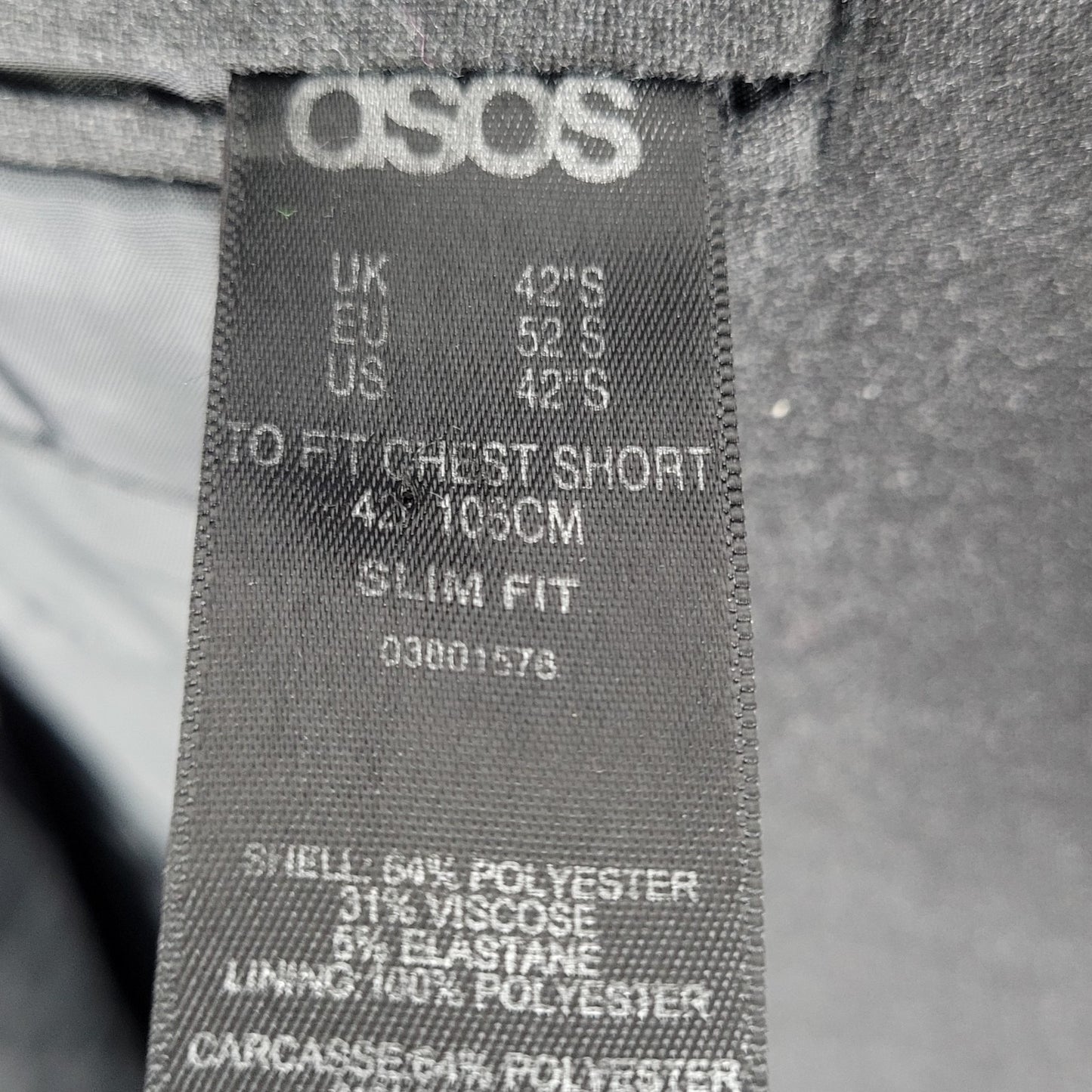 ASOS Grey Slim Fit 2 Button Vented Notch Stretch Blazer Sport Coat 42S *tear