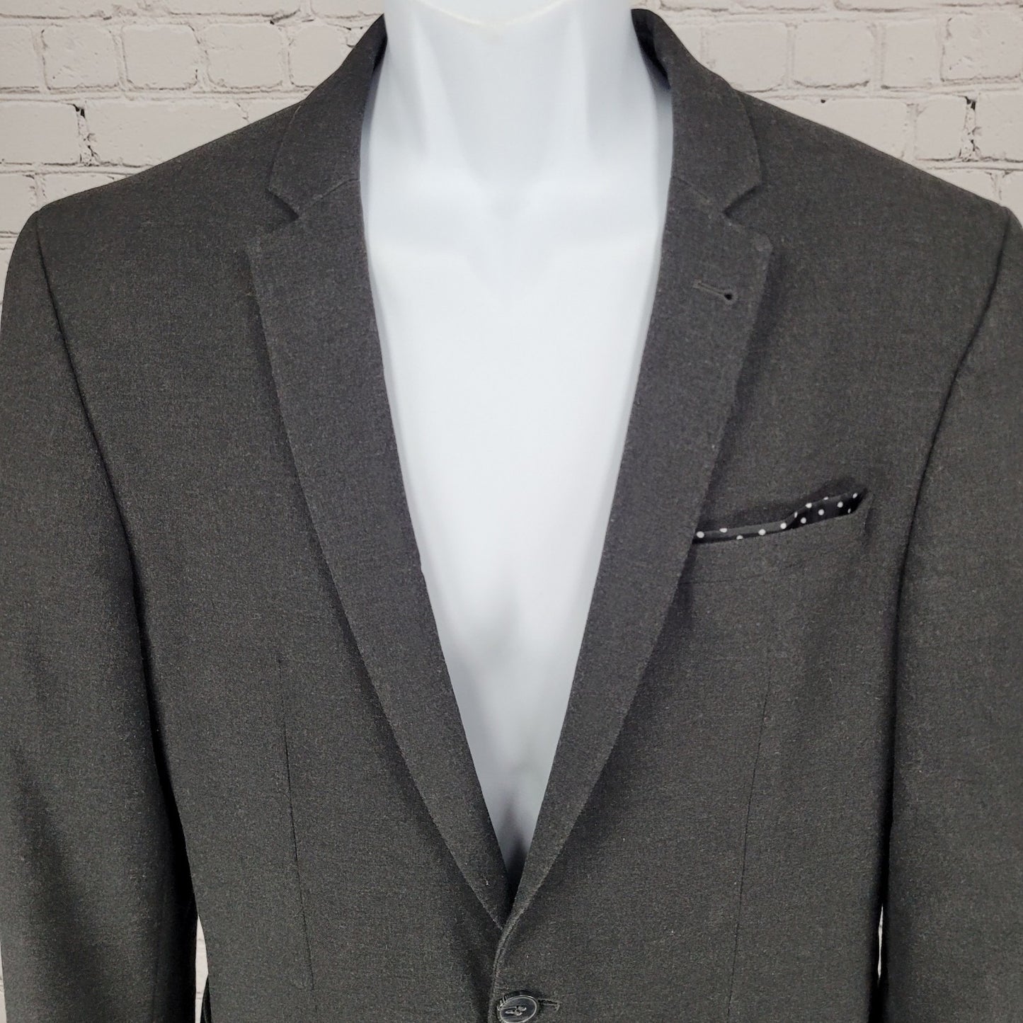 ASOS Grey Slim Fit 2 Button Vented Notch Stretch Blazer Sport Coat 42S *tear