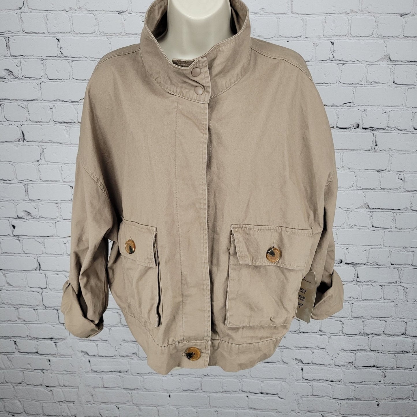 NWT Simply Blessed Light Mocha Brown 100% Cotton Unlined Jacket TWJK55 Size XL