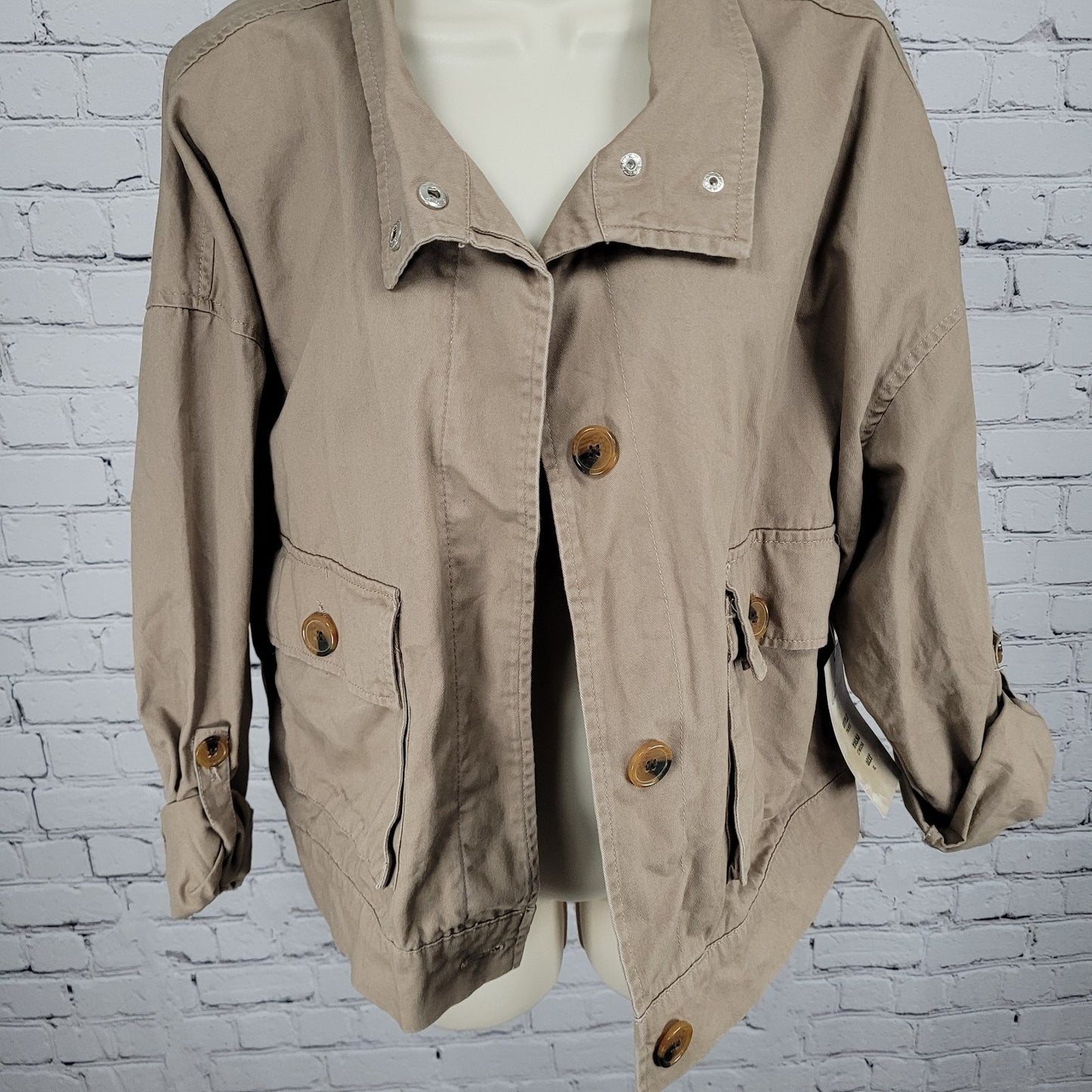NWT Simply Blessed Light Mocha Brown 100% Cotton Unlined Jacket TWJK55 Size XL