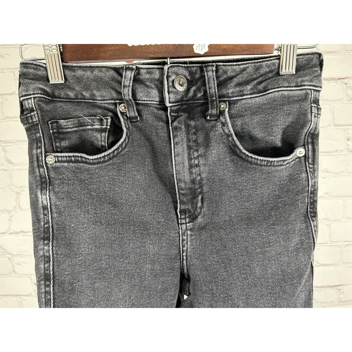 We The Free Distressed Faded Black Raw Hem Mid Rise Skinny Jeans 26 (26 X 26)