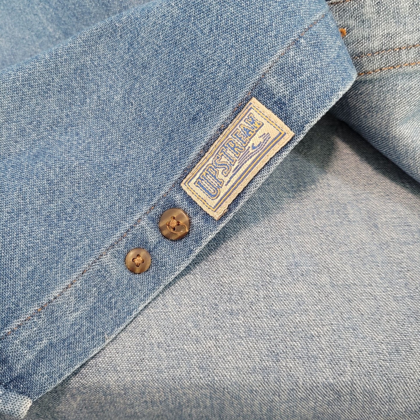 Bayer Aspirin Pharmaceuticals Blue Cotton Denim Long Sleeve Button Down Shirt XL