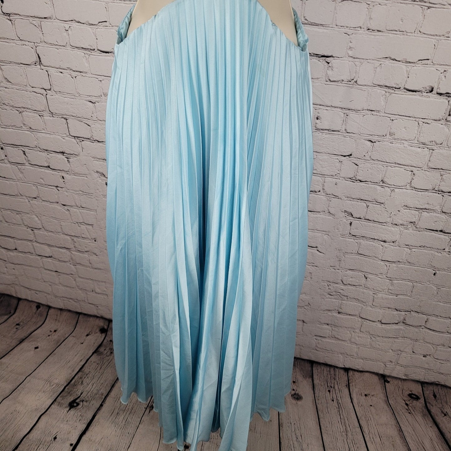 Abercrombie & Fitch Blue Satin Sleeveless Cut Out Midi Dress Size Medium M