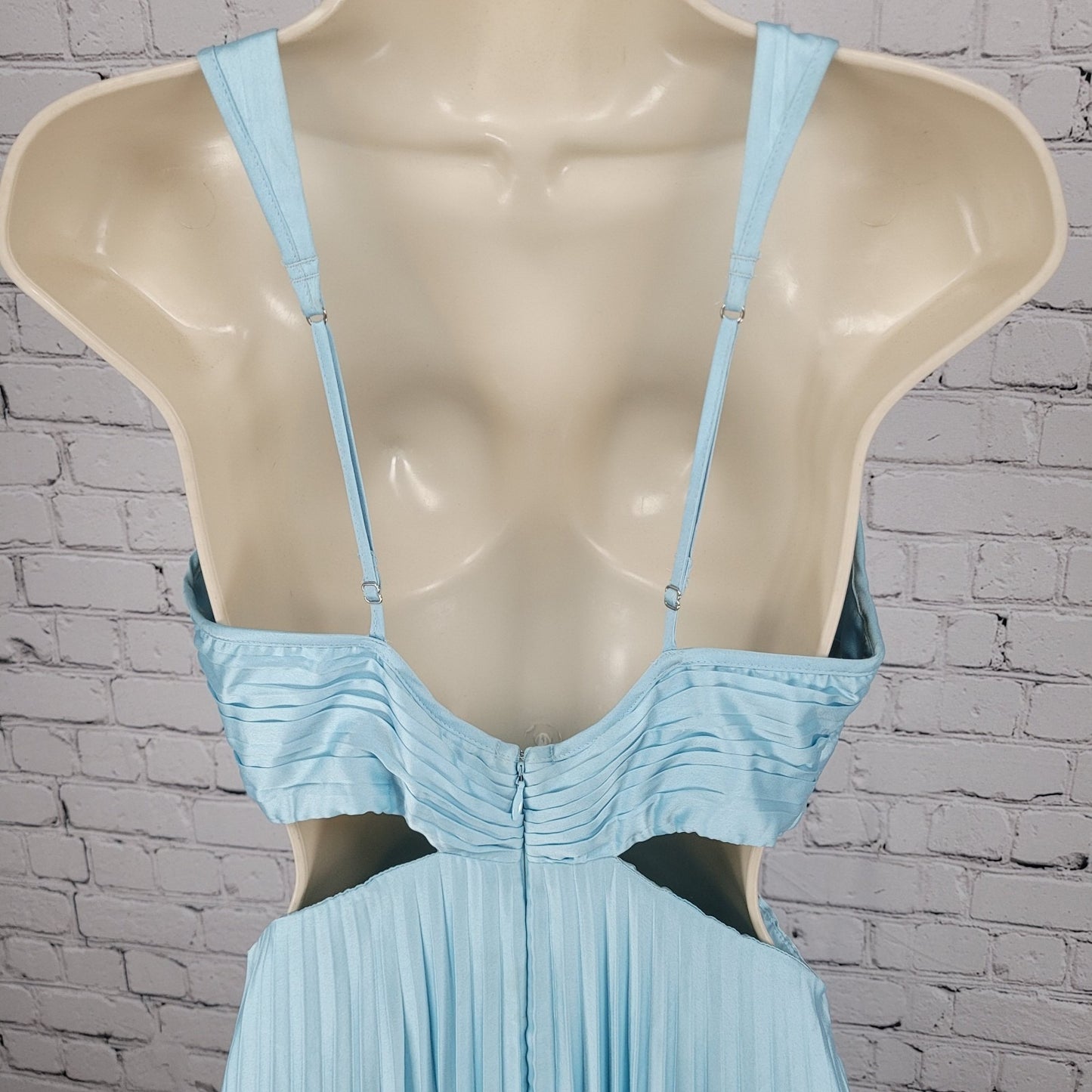 Abercrombie & Fitch Blue Satin Sleeveless Cut Out Midi Dress Size Medium M