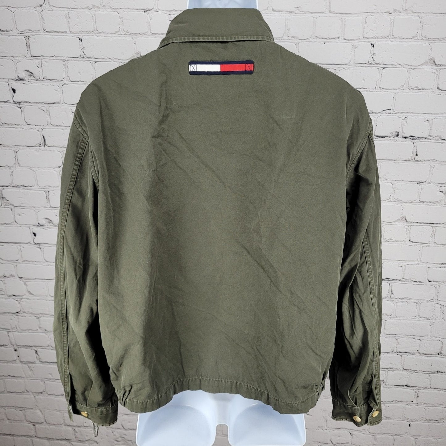 VTG Tommy Hilfiger Green 100% Cotton Mesh Lined Lightweight Zip Jacket Size XL