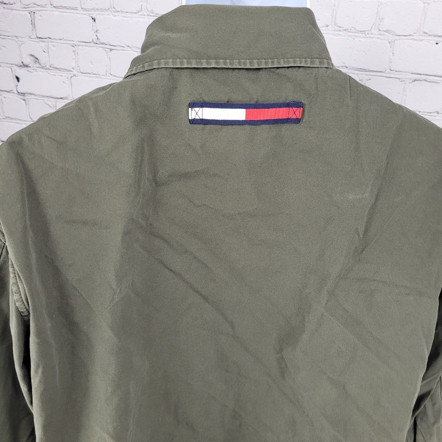 VTG Tommy Hilfiger Green 100% Cotton Mesh Lined Lightweight Zip Jacket Size XL