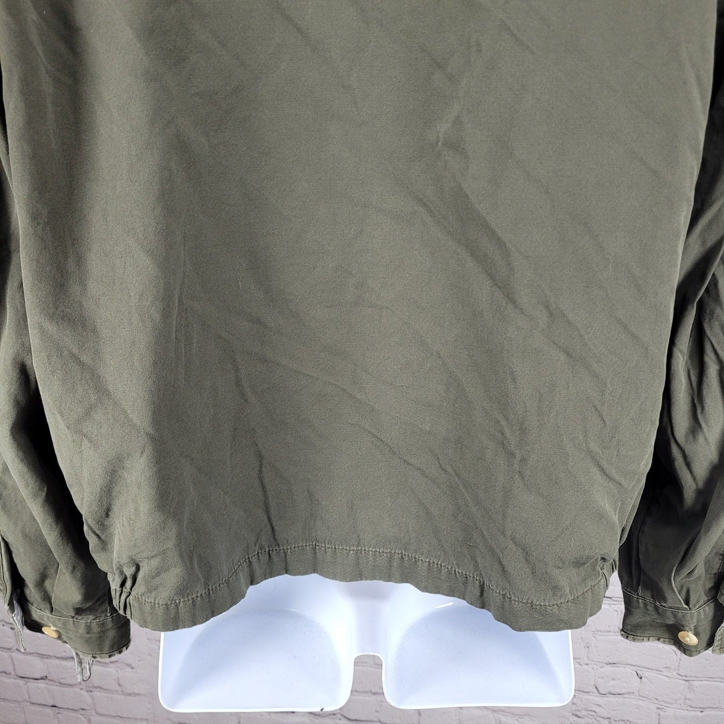 VTG Tommy Hilfiger Green 100% Cotton Mesh Lined Lightweight Zip Jacket Size XL