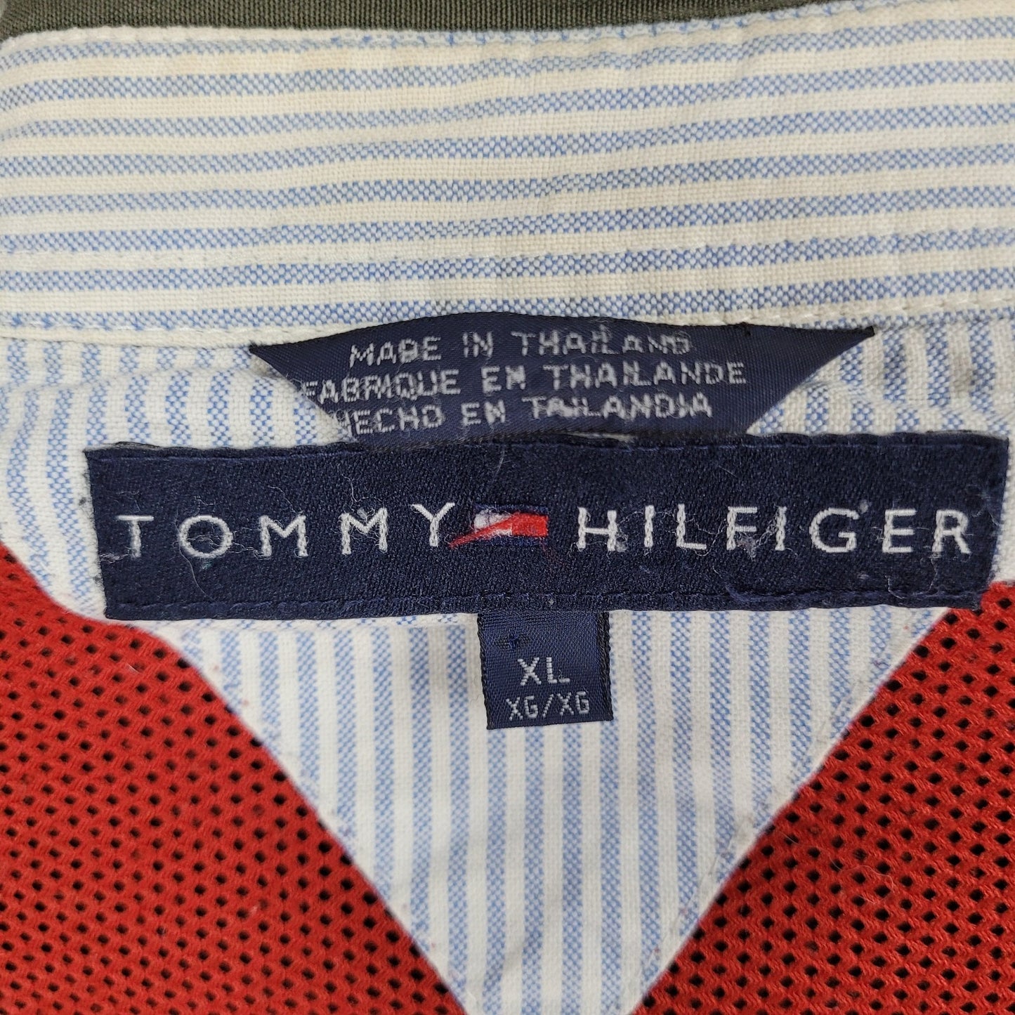 VTG Tommy Hilfiger Green 100% Cotton Mesh Lined Lightweight Zip Jacket Size XL