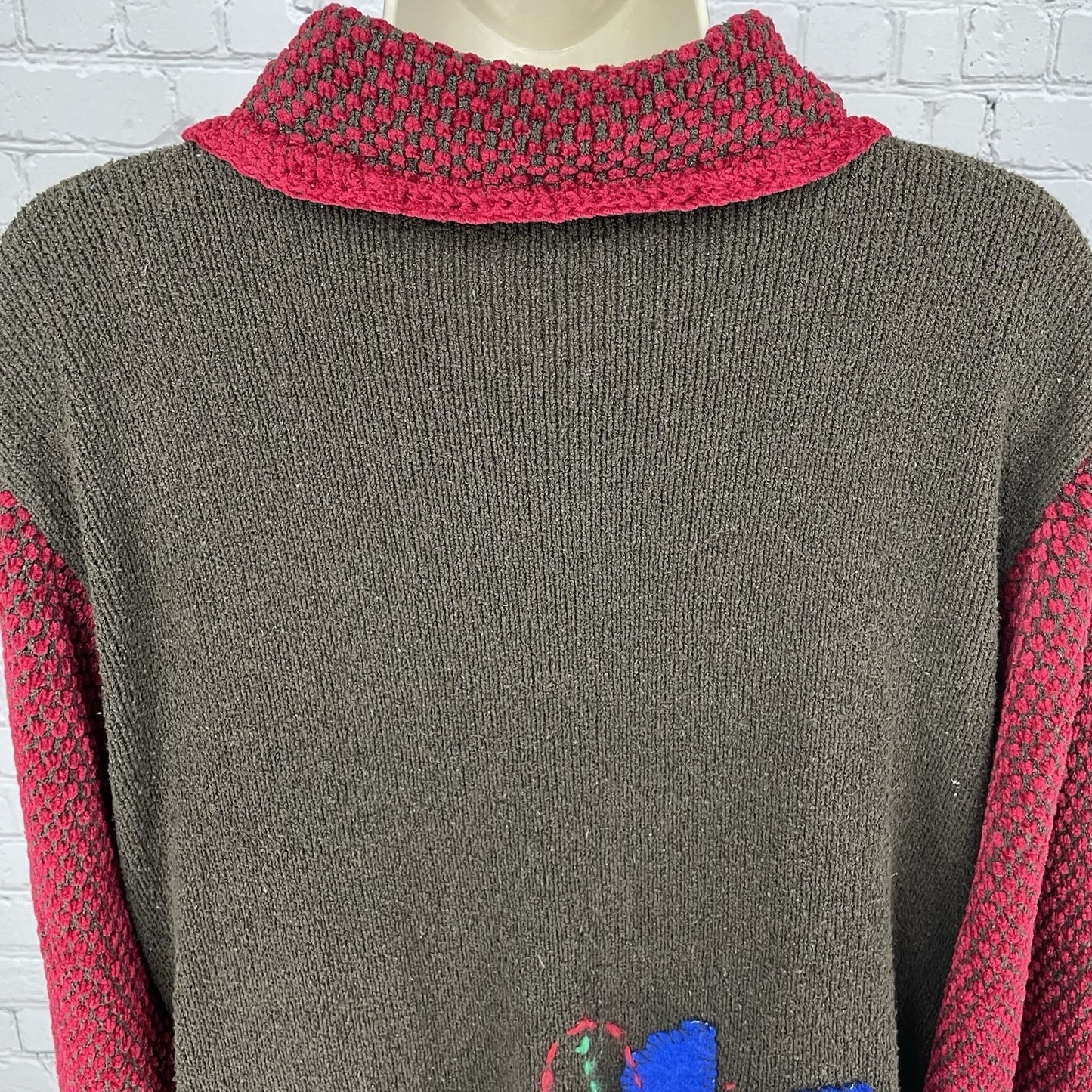 VTG Berek 2 Brown Silk Blend Leaf Embroidered Cardigan Sweater Size Medium M
