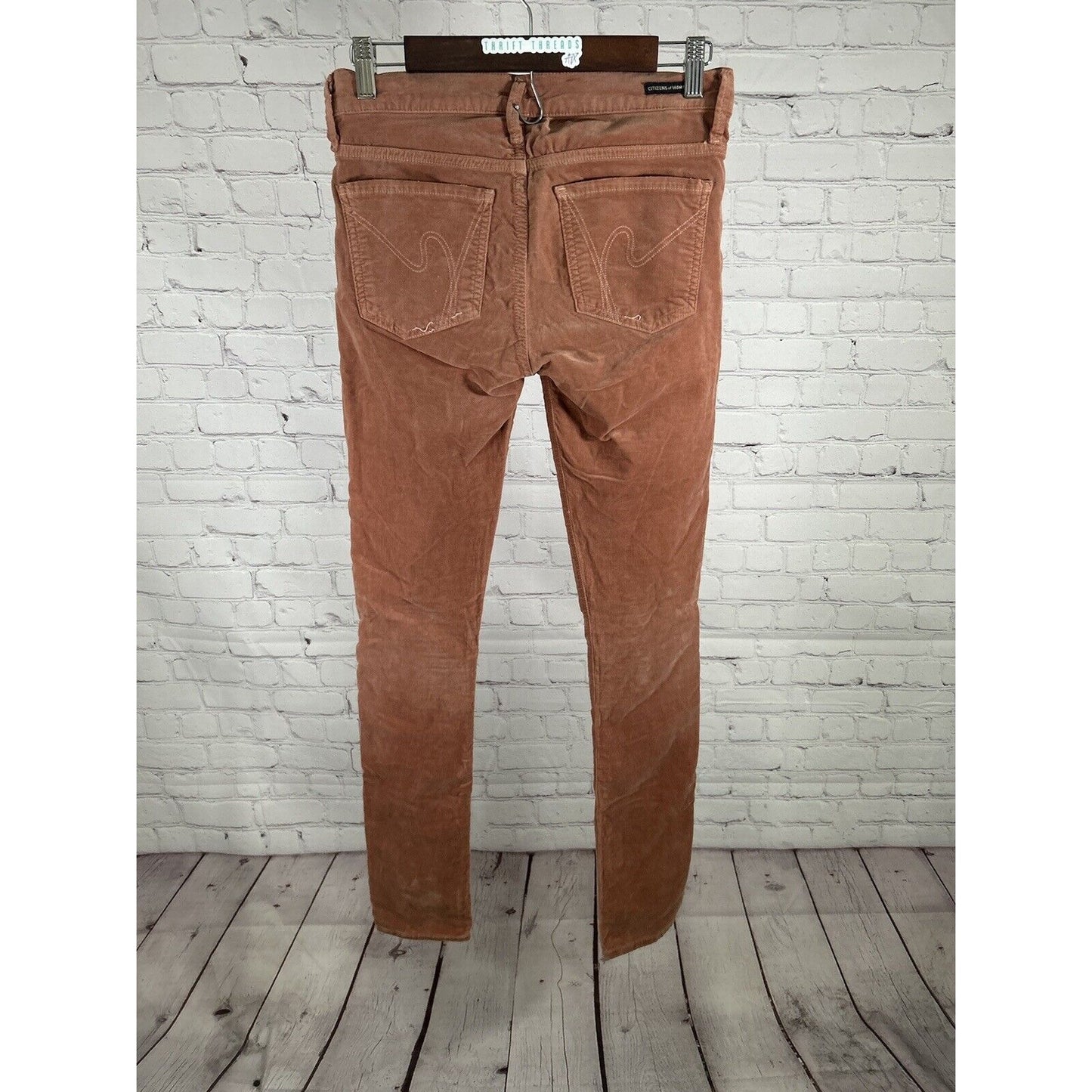 Citizens of Humanity Avedon Low Rise Skinny Leg Peach Velvet Jeans 26 (28 x 32)