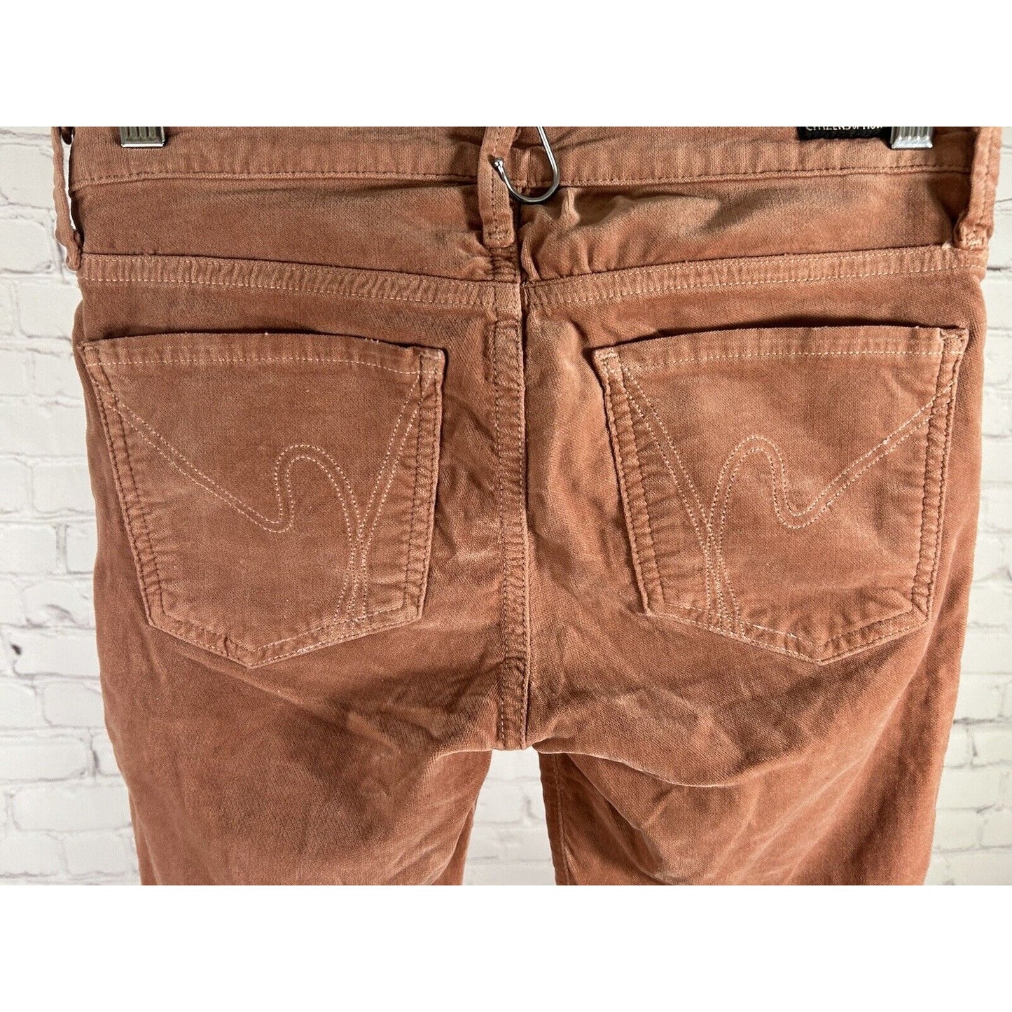 Citizens of Humanity Avedon Low Rise Skinny Leg Peach Velvet Jeans 26 (28 x 32)