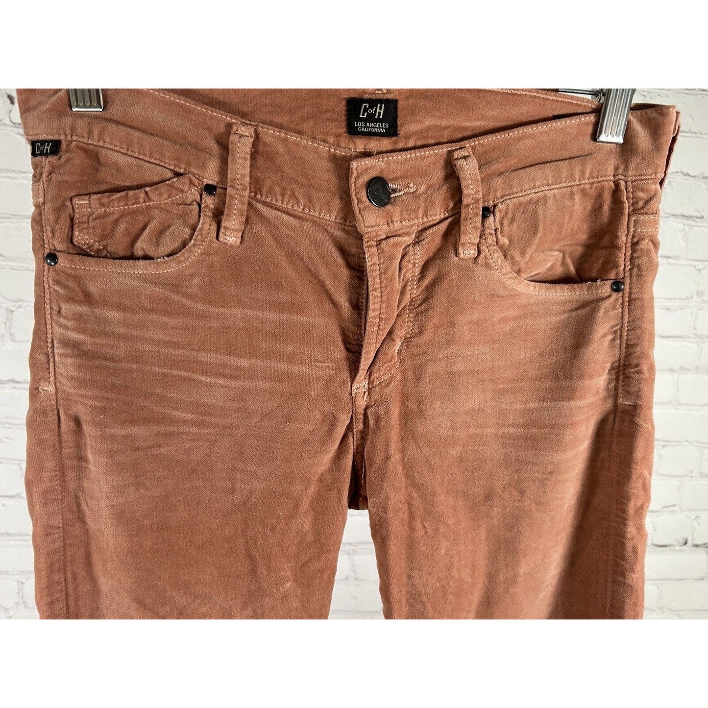 Citizens of Humanity Avedon Low Rise Skinny Leg Peach Velvet Jeans 26 (28 x 32)