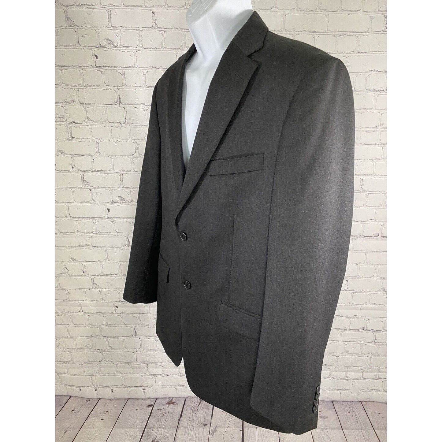 Tommy Hilfiger Solid Black 100% Wool 2 Button Single Vent Jacket Blazer 40R