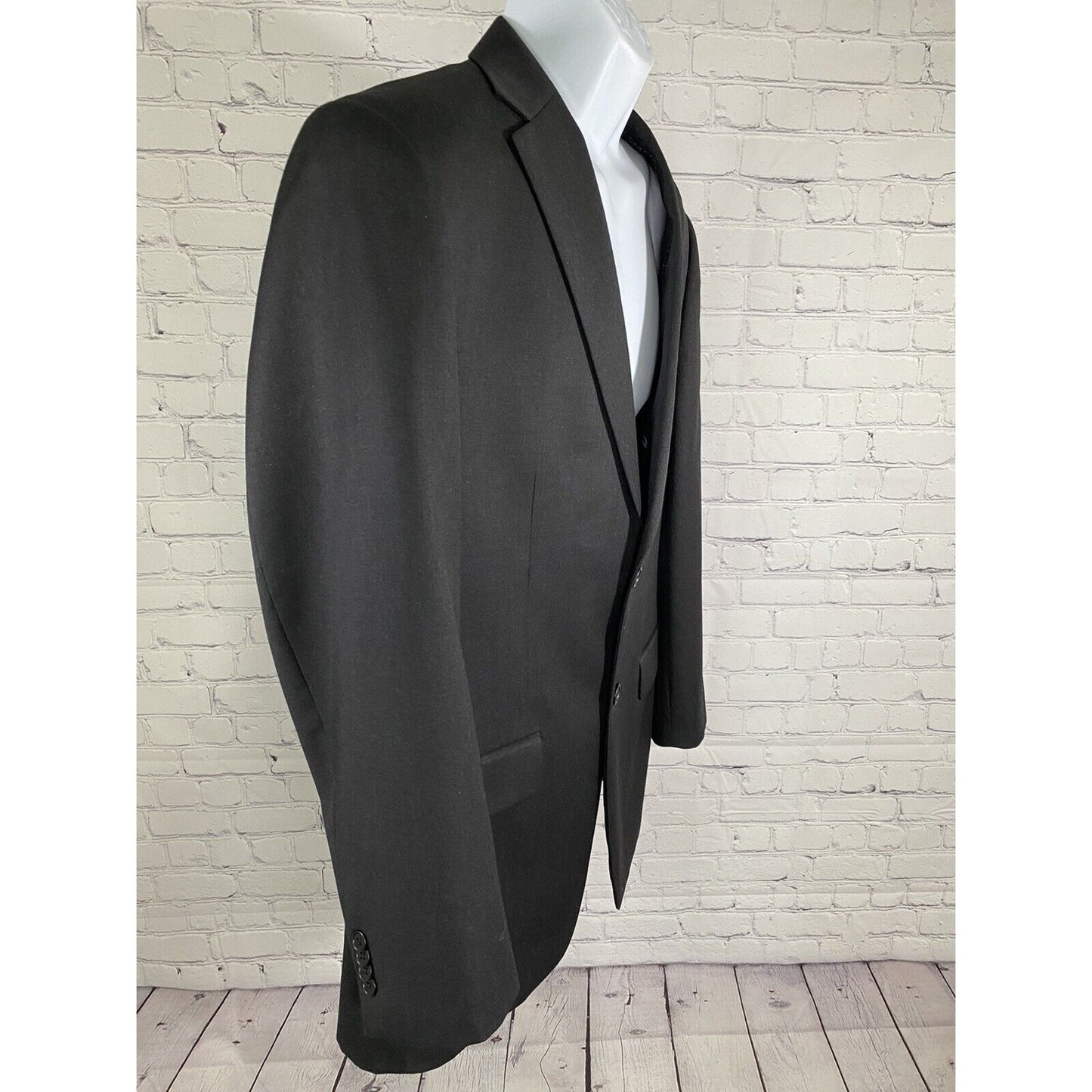 Tommy Hilfiger Solid Black 100% Wool 2 Button Single Vent Jacket Blazer 40R