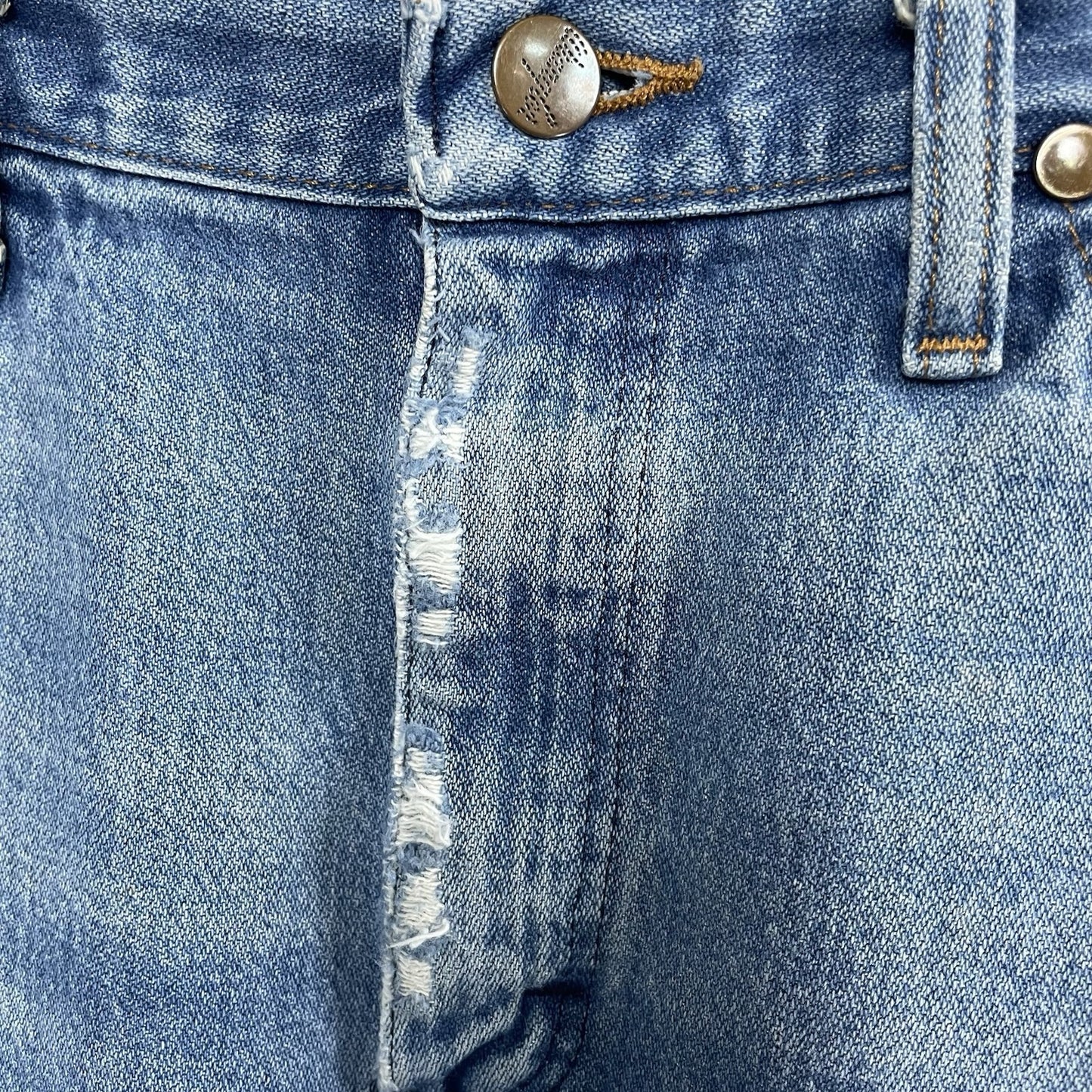 VTG Wrangler Blue Denim Ripped Distressed Straight Leg Jeans USA Size 32 (31x30)