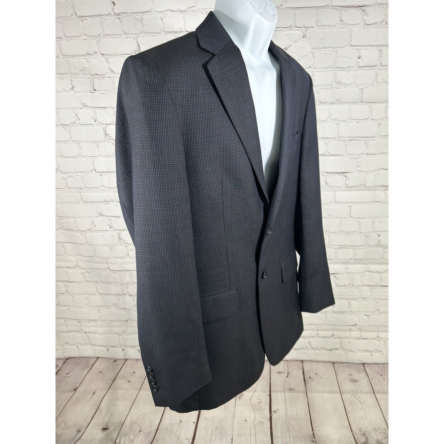 Jos A Bank Navy Blue Graph Check 100% Wool Tailored Fit Men’s Jacket Blazer 38R