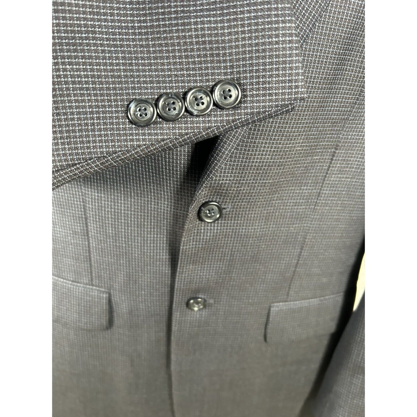 Jos A Bank Navy Blue Graph Check 100% Wool Tailored Fit Men’s Jacket Blazer 38R