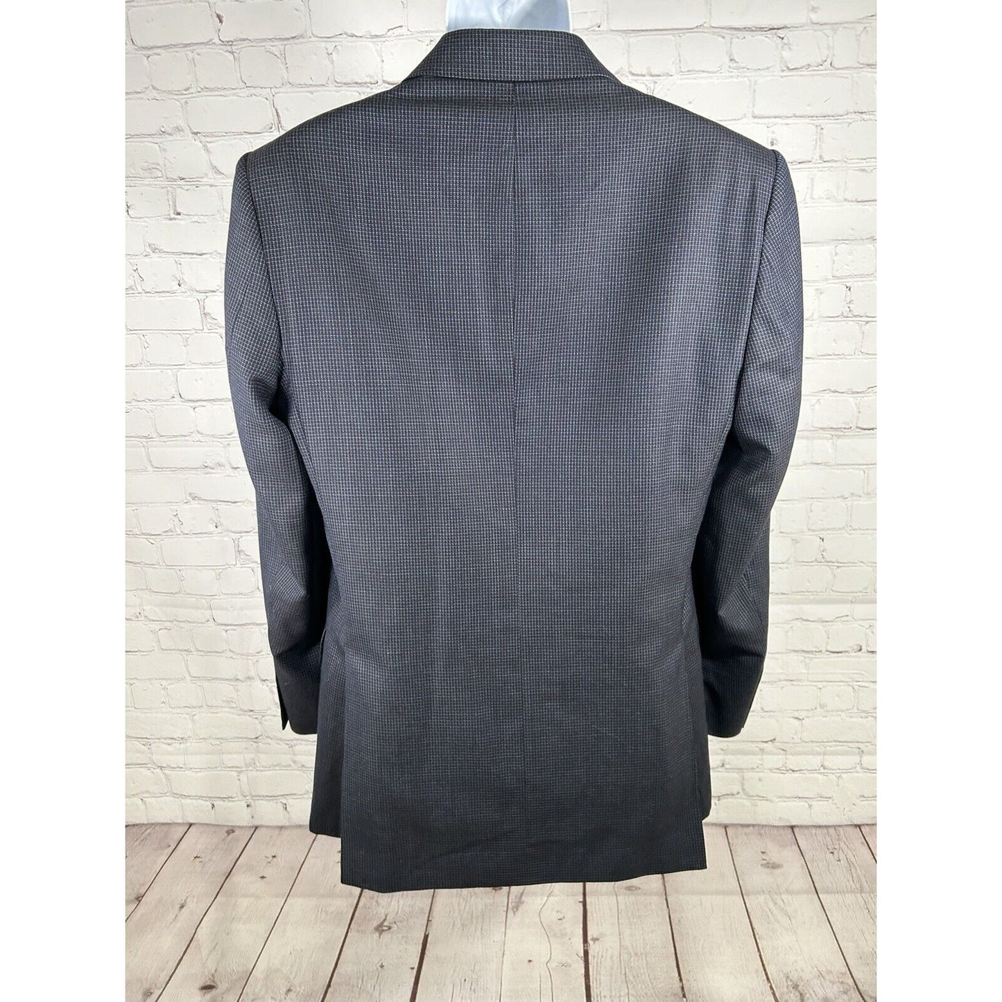 Jos A Bank Navy Blue Graph Check 100% Wool Tailored Fit Men’s Jacket Blazer 38R