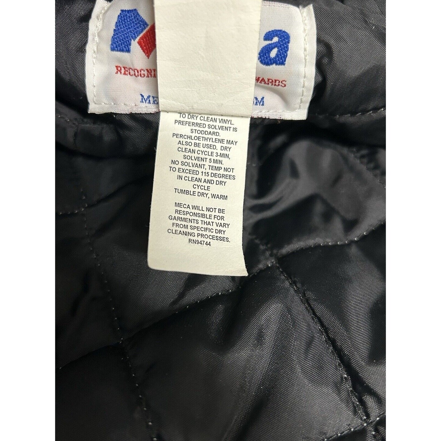 Meca Black Purple Wool AV Prod Patch Quilted Letterman Varsity Jacket Unisex S