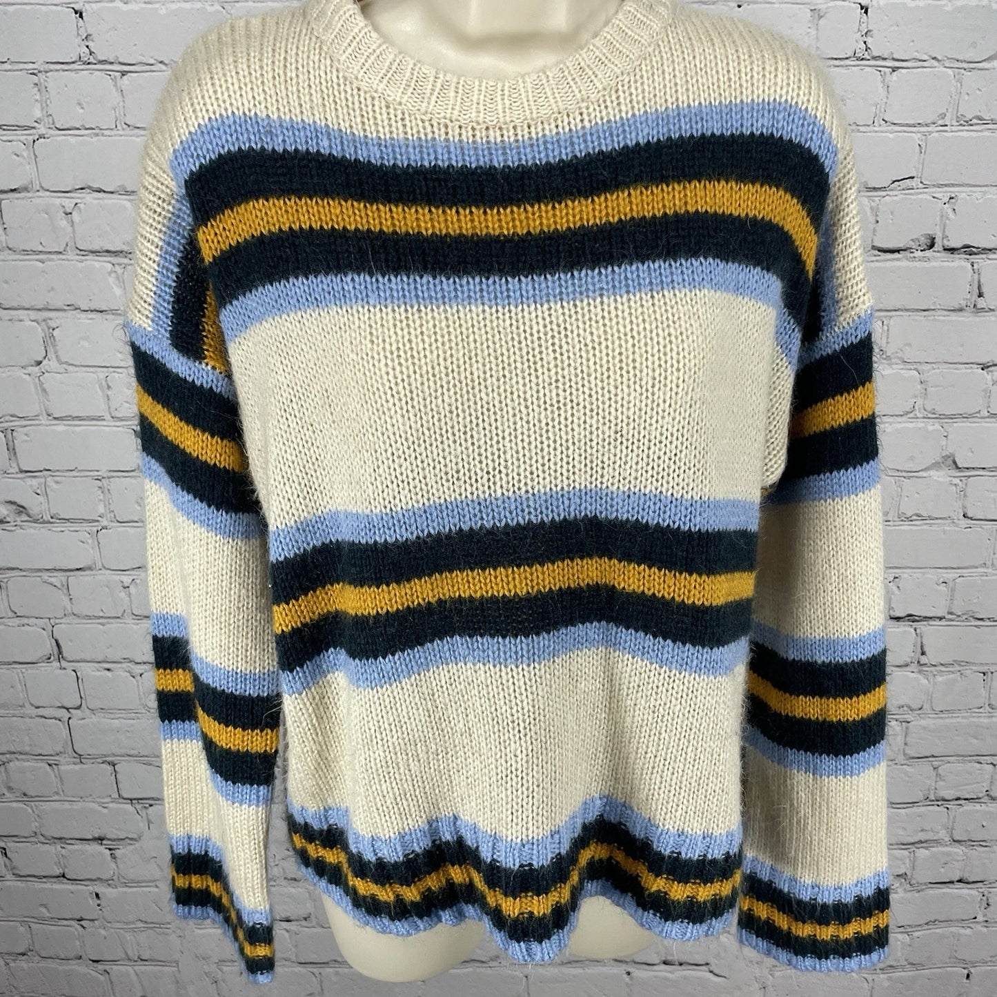 Urban Outfitters Beige Striped Boyfriend Oversized Pullover Sweater Size XS
