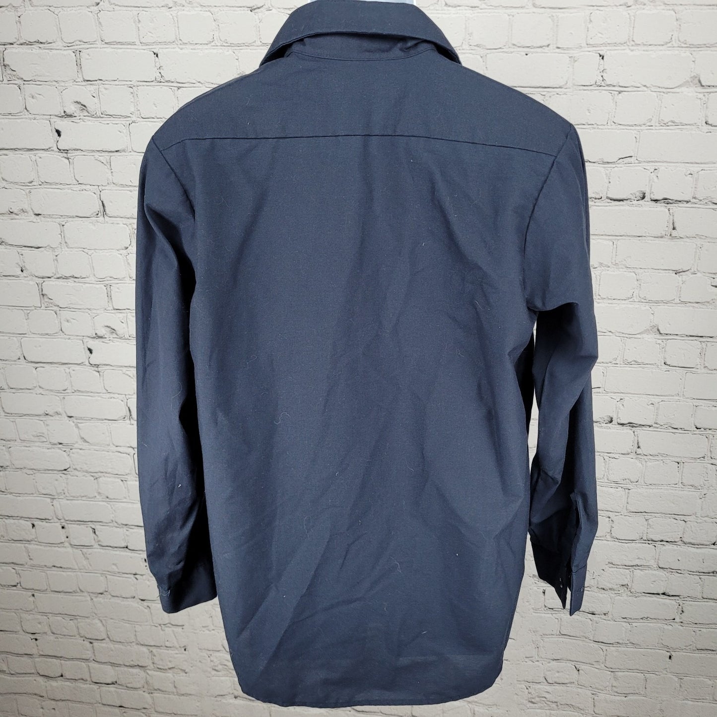 Castrol Lube Express Navy Workwear Mechanic Button Up Long Sleeve Shirt 15.5-02