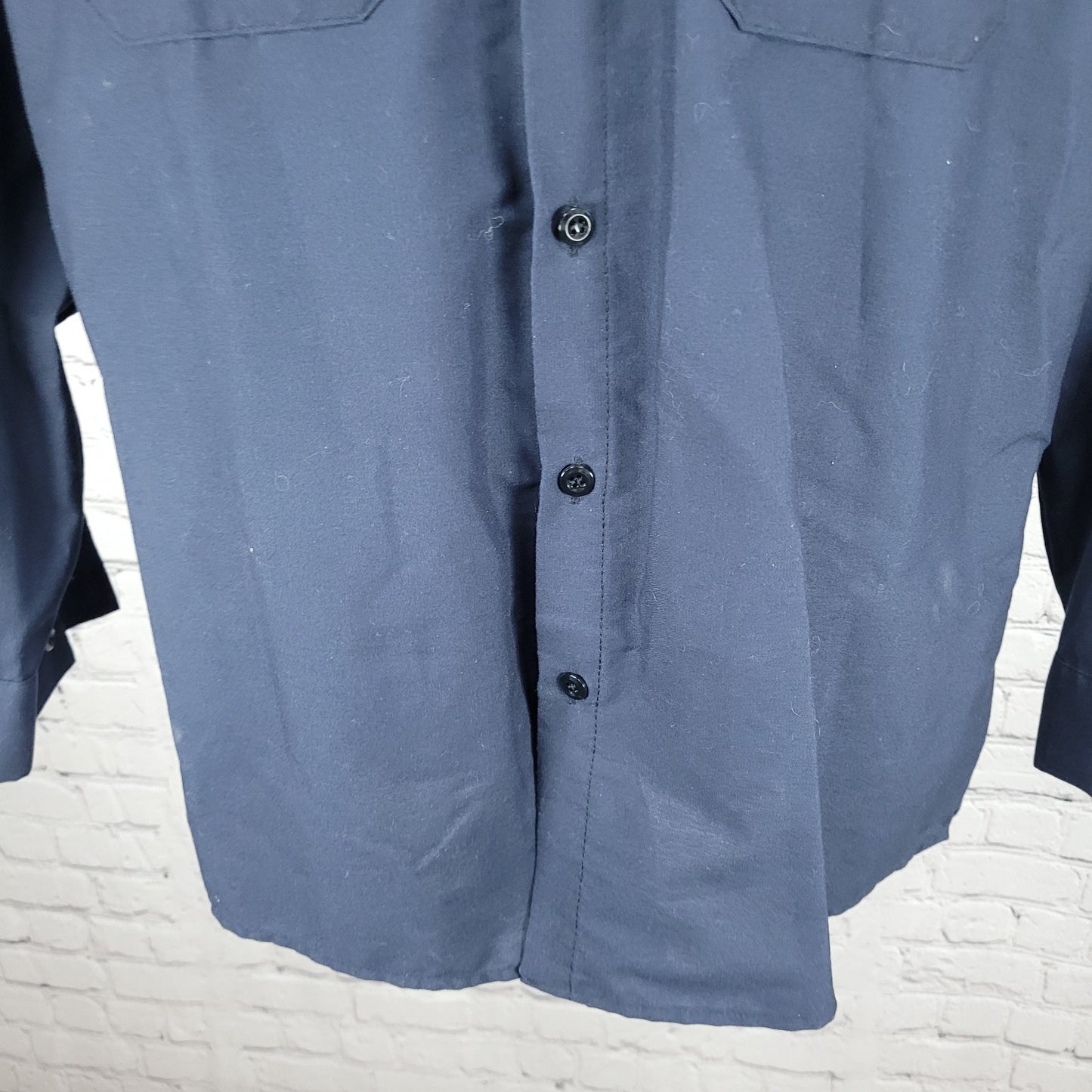 Castrol Lube Express Navy Workwear Mechanic Button Up Long Sleeve Shirt 15.5-02