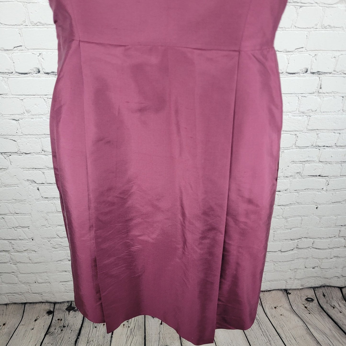 VTG Ann Taylor Purple 100% Silk Sleeveless Lined A-Line Dress Scarf Sash Size 6