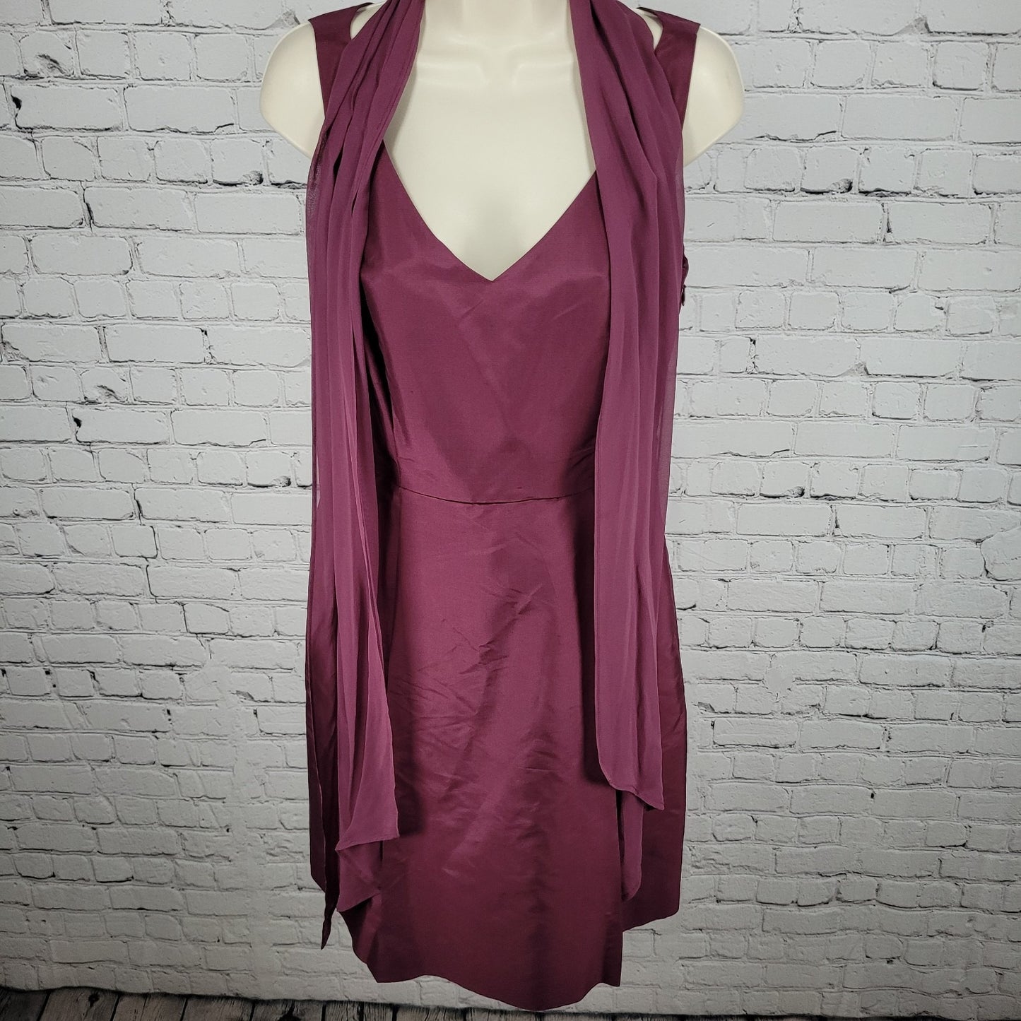 VTG Ann Taylor Purple 100% Silk Sleeveless Lined A-Line Dress Scarf Sash Size 6