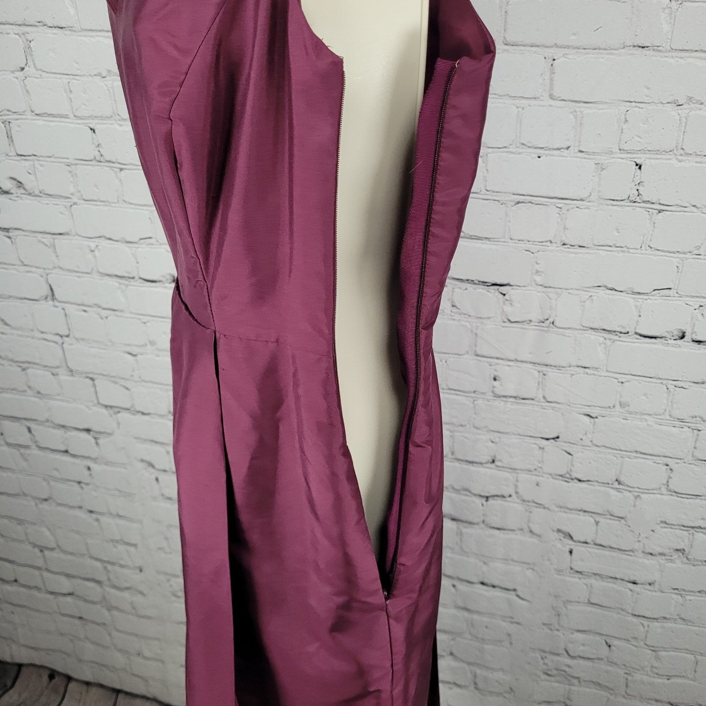 VTG Ann Taylor Purple 100% Silk Sleeveless Lined A-Line Dress Scarf Sash Size 6