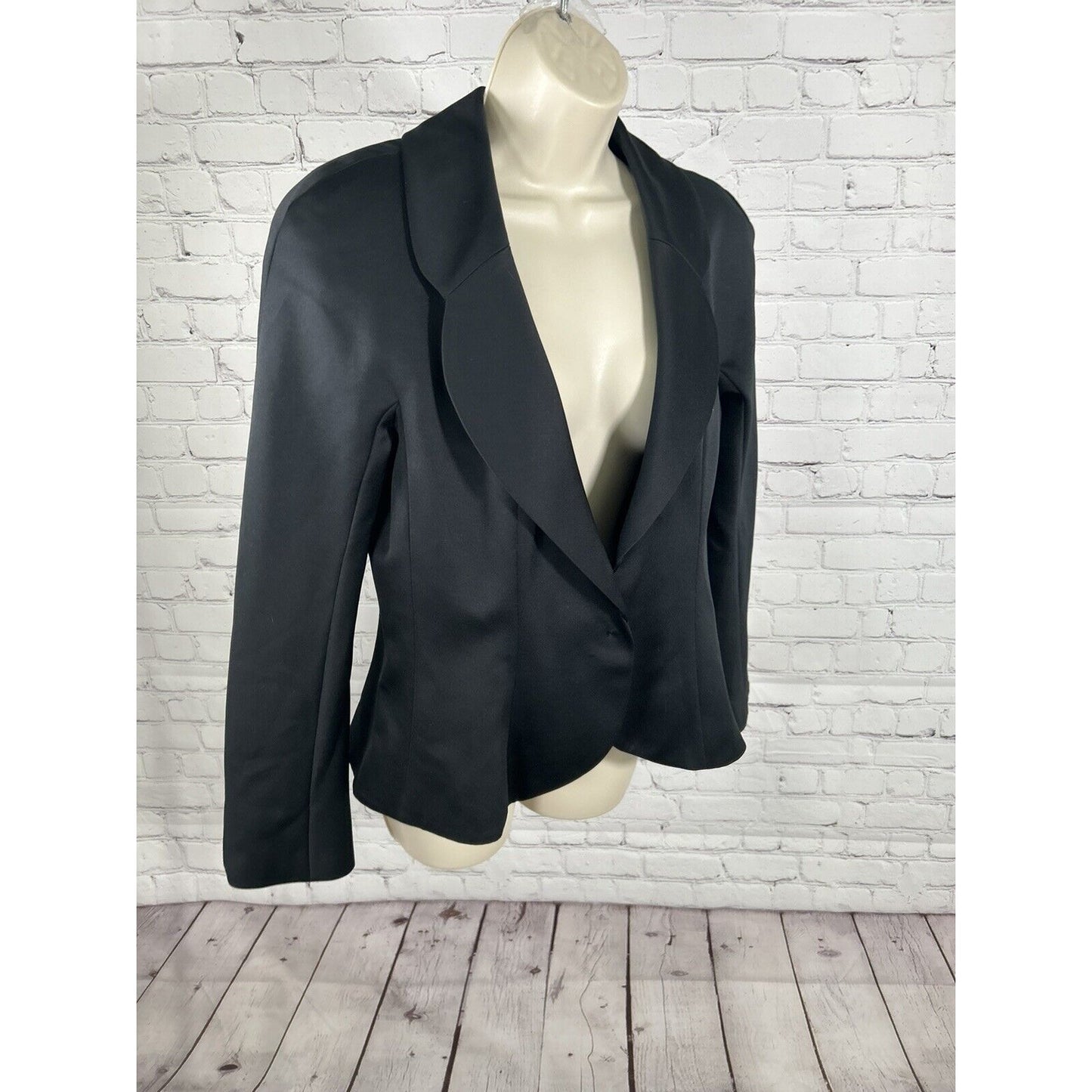 VTG Victor Costa For Nahdree Solid Black Single Button Blazer Jacket Women’s 12