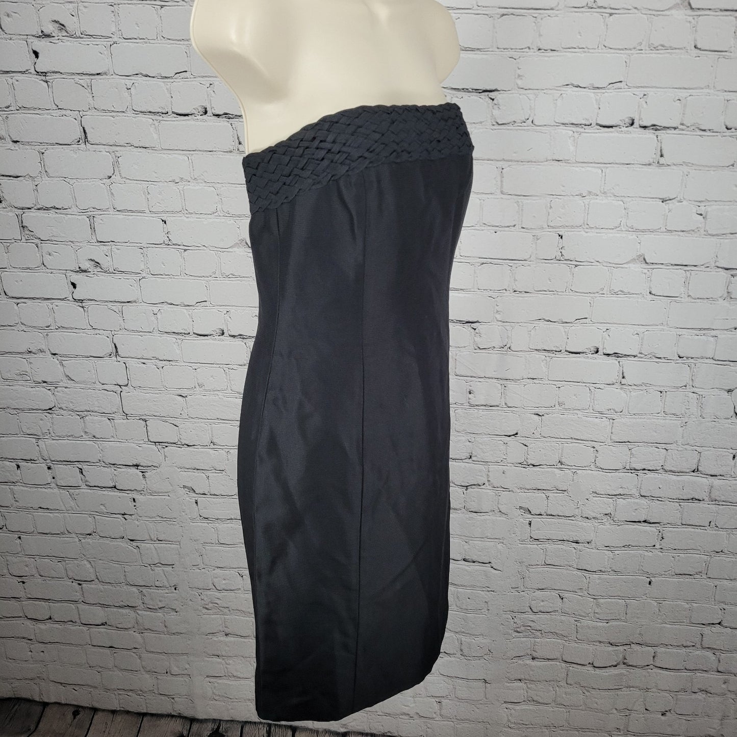 Linda Allard Ellen Tracy Black 100% Silk Strapless Lined Short Mini Dress Size 4