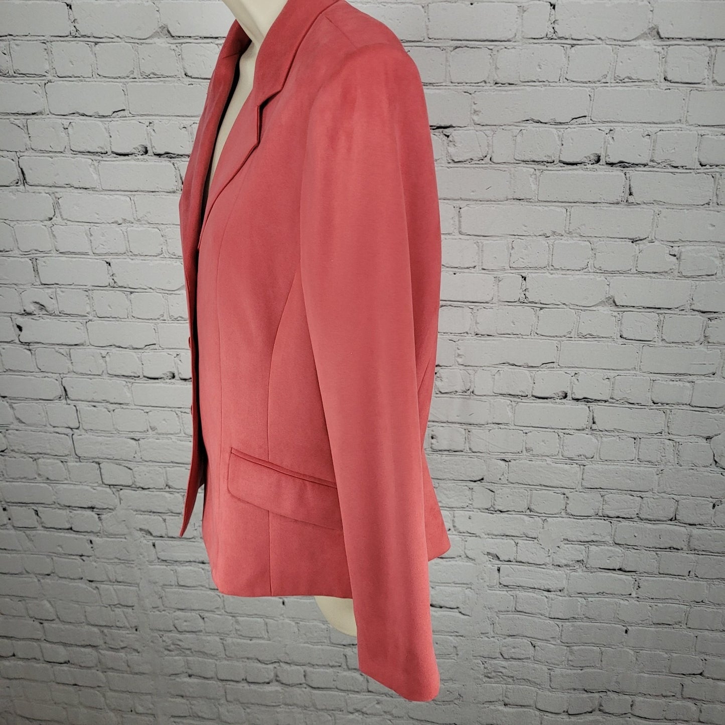Talbots Pink Microfiber 3 Button Notch Lightweight Blazer Jacket Size 12P