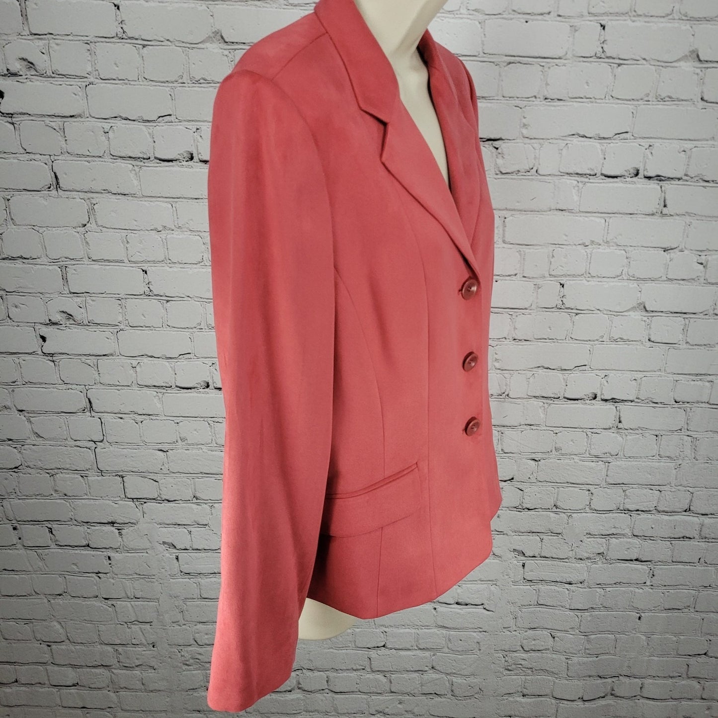 Talbots Pink Microfiber 3 Button Notch Lightweight Blazer Jacket Size 12P