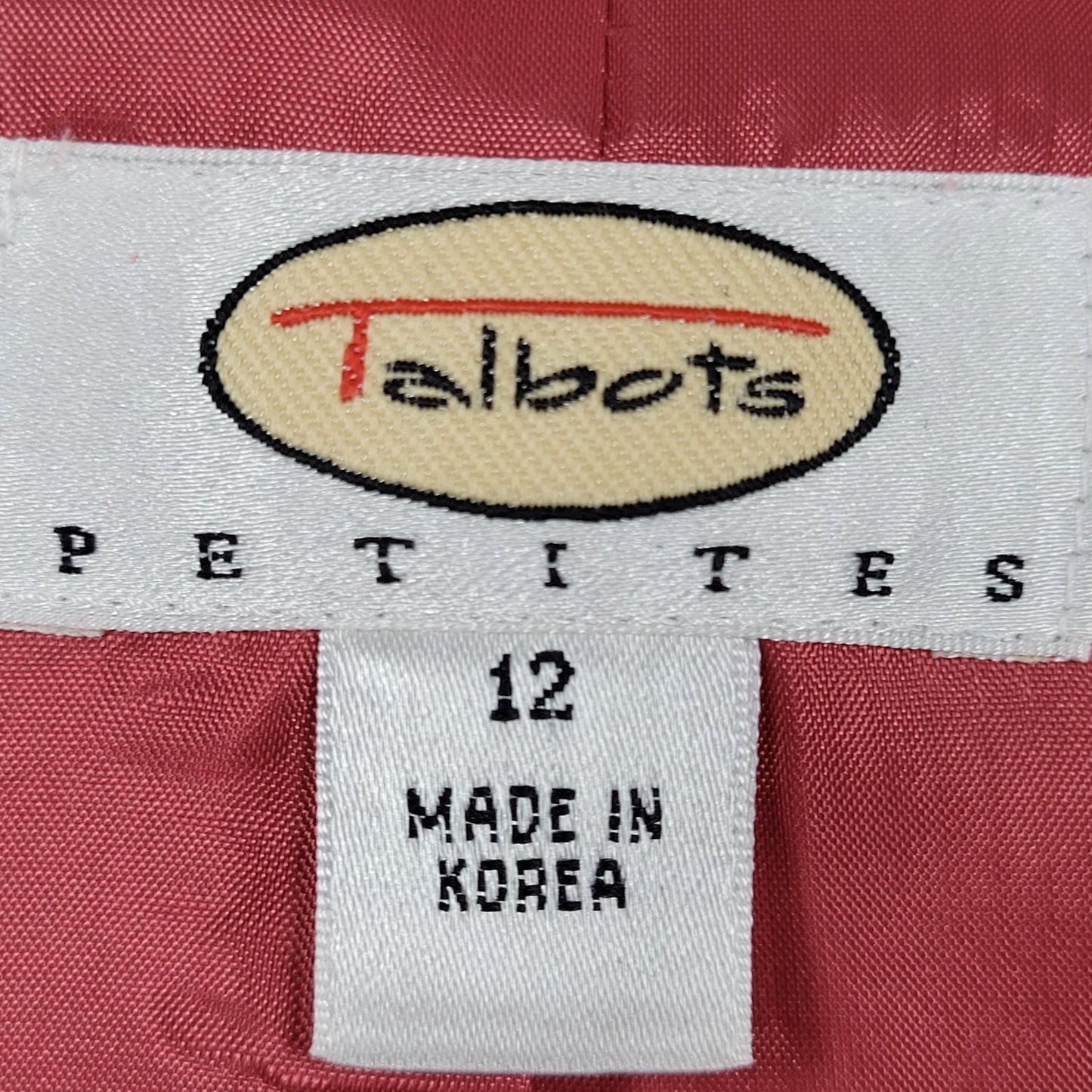 Talbots Pink Microfiber 3 Button Notch Lightweight Blazer Jacket Size 12P