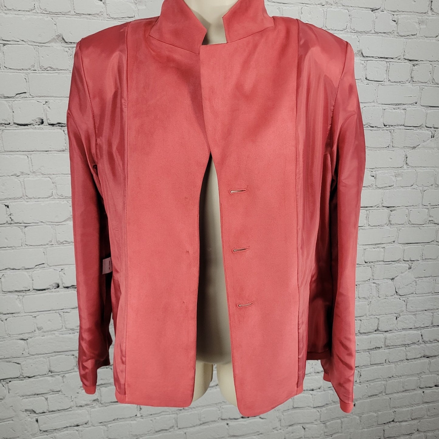 Talbots Pink Microfiber 3 Button Notch Lightweight Blazer Jacket Size 12P
