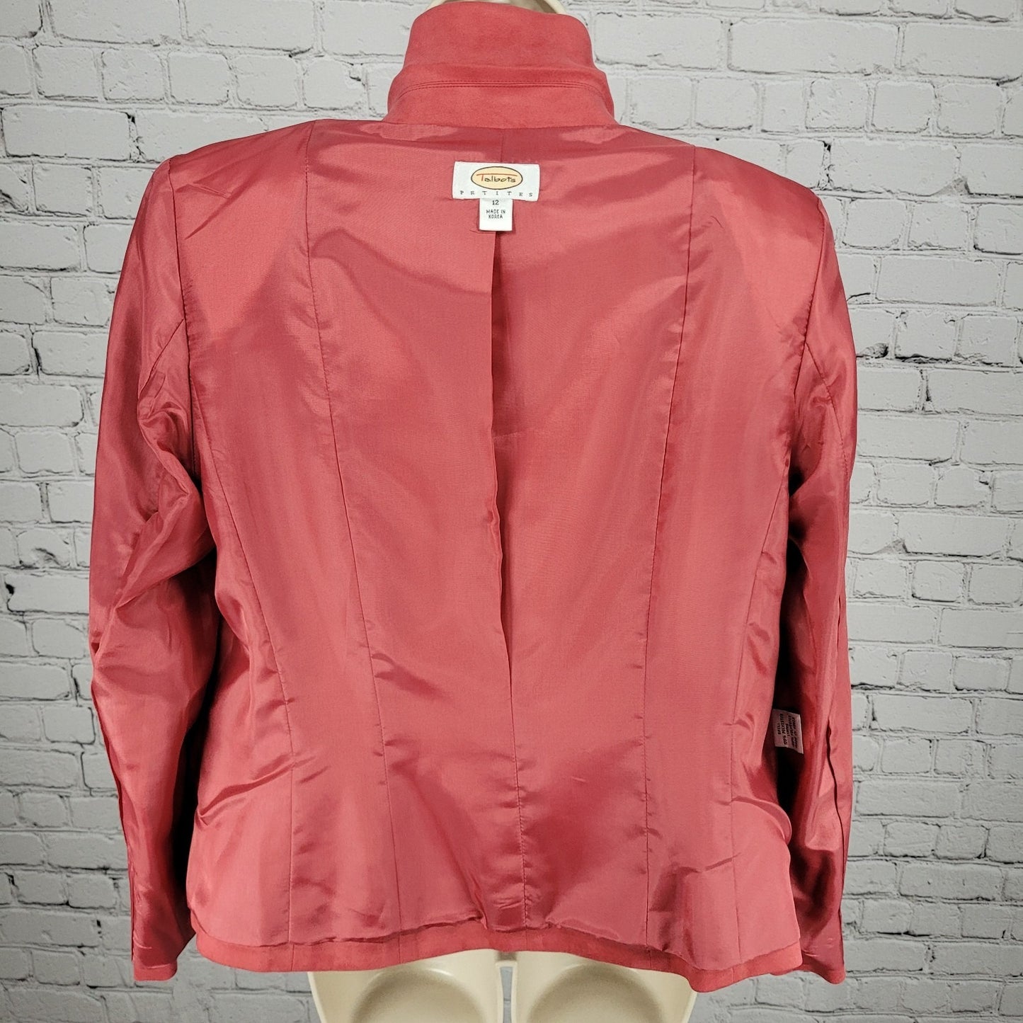 Talbots Pink Microfiber 3 Button Notch Lightweight Blazer Jacket Size 12P